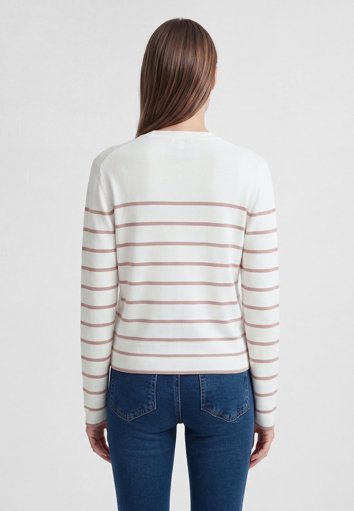 Strickjacke Buttoned in Woodrose Stripe Pullover Mavi