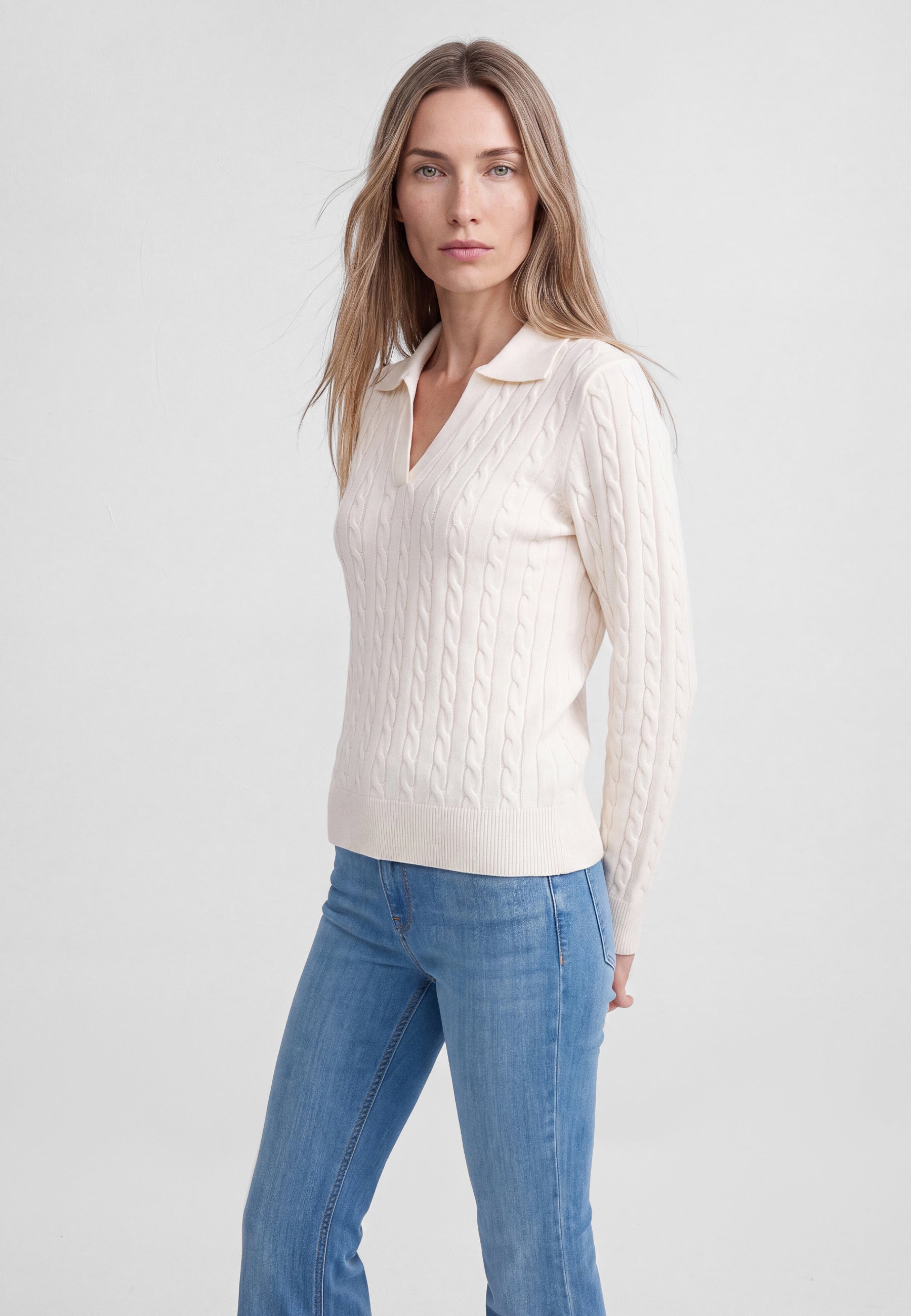 Pullover Polo in Antique White