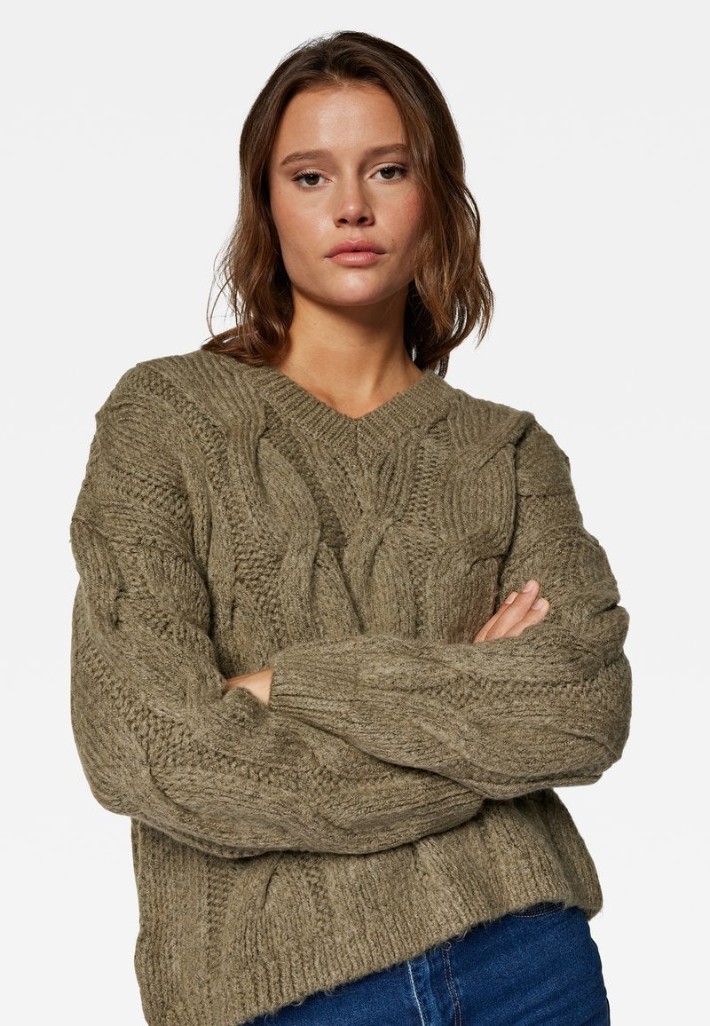 V Neck Sweater in Mermaid Pullover Mavi
