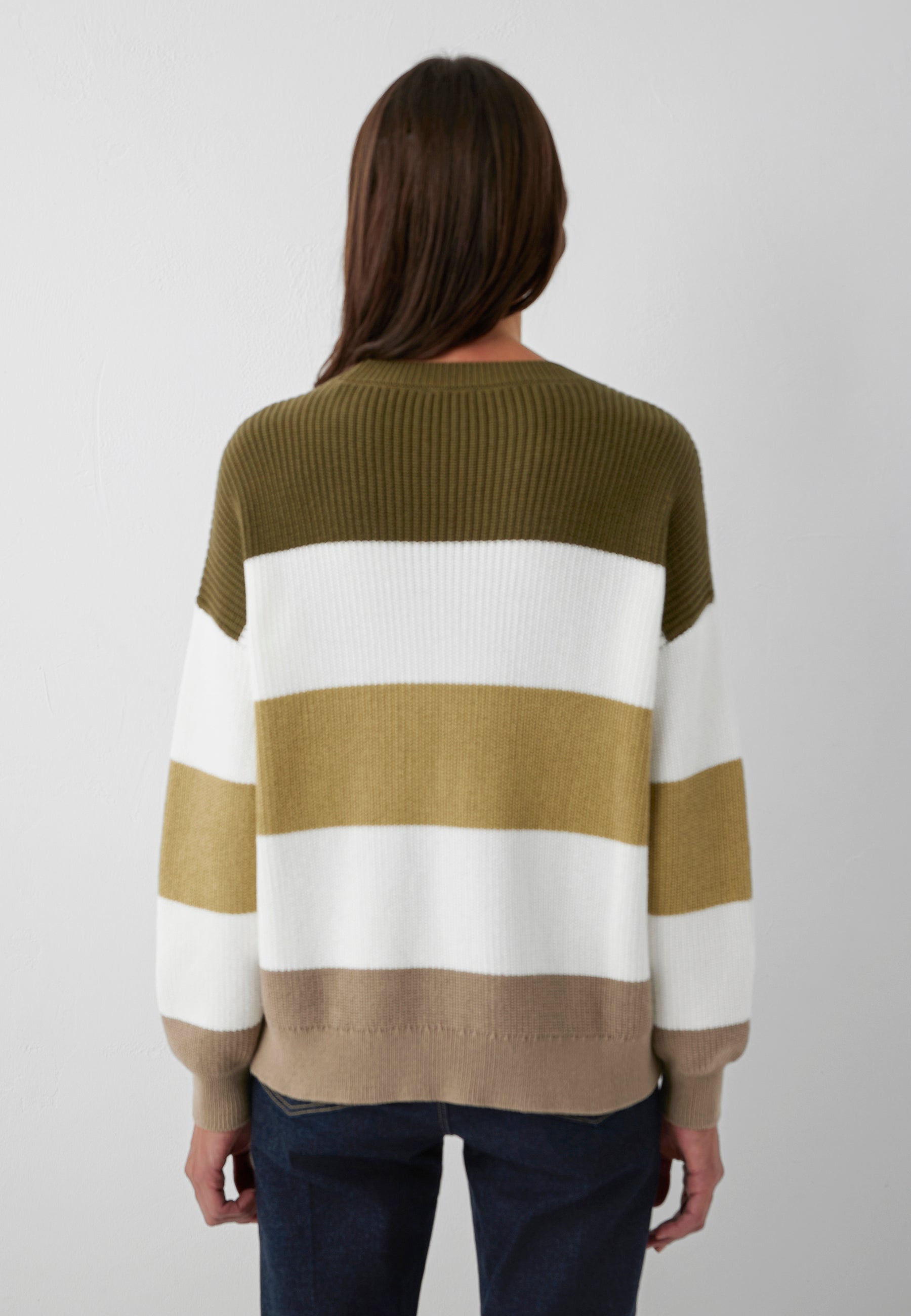 Pullover Striped in Dark Olive Pullover Mavi