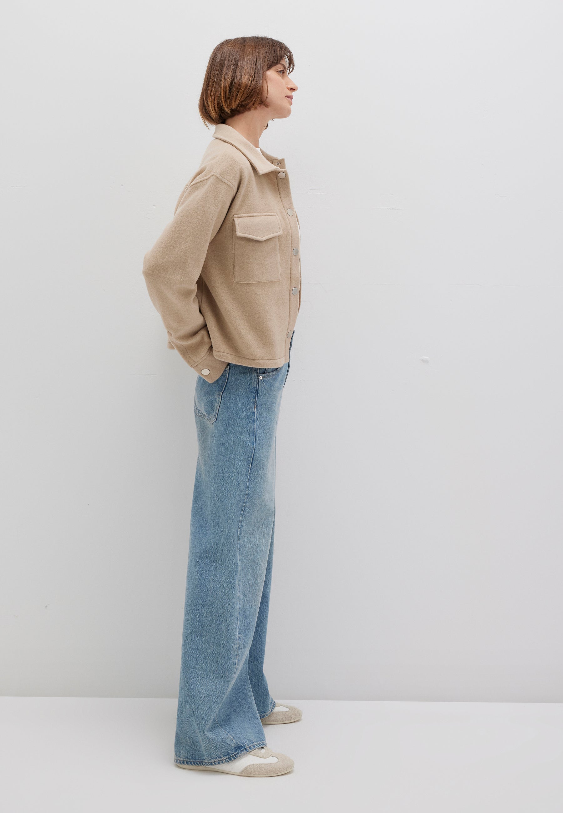 Button Sweatshirt in Cobblestone Melange Jacken Mavi