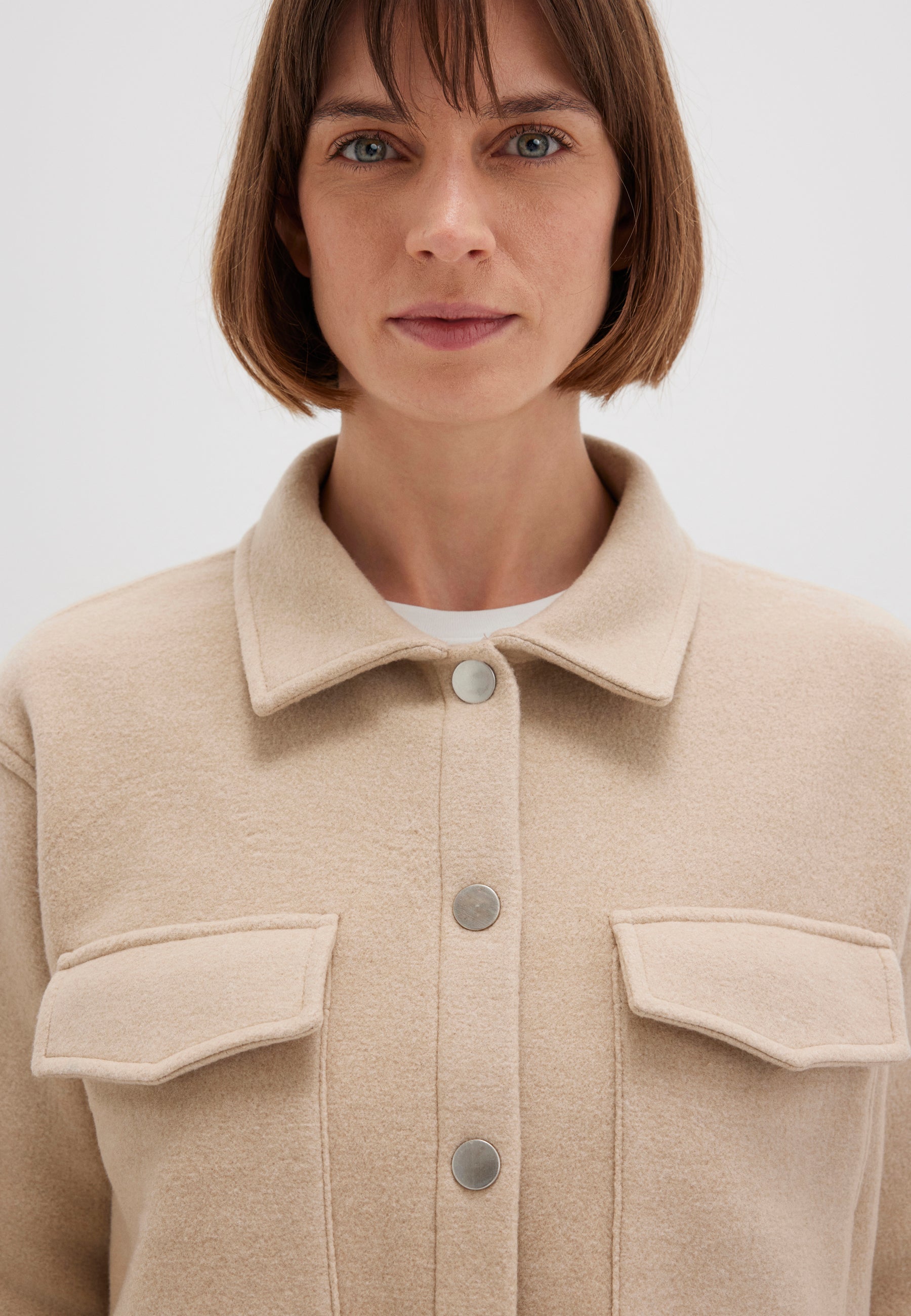 Button Sweatshirt in Cobblestone Melange Jacken Mavi