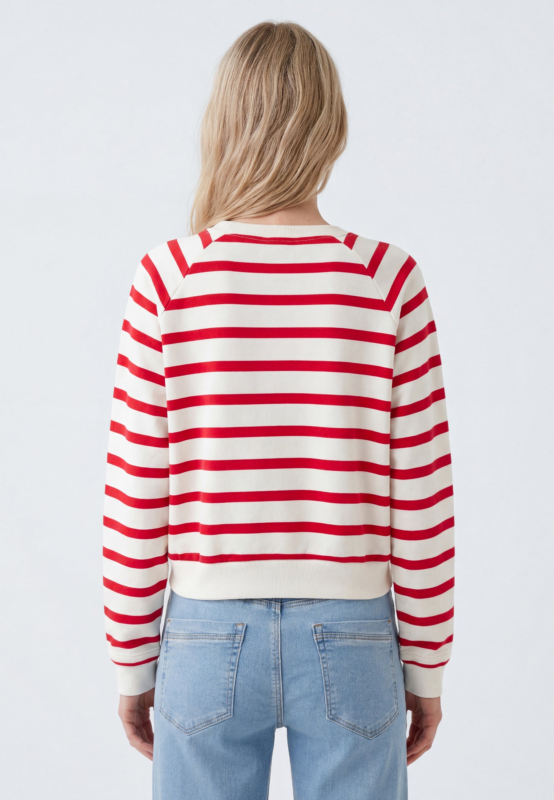 Crew Neck Sweatshirt in Red Stripe Sweatshirts Mavi
