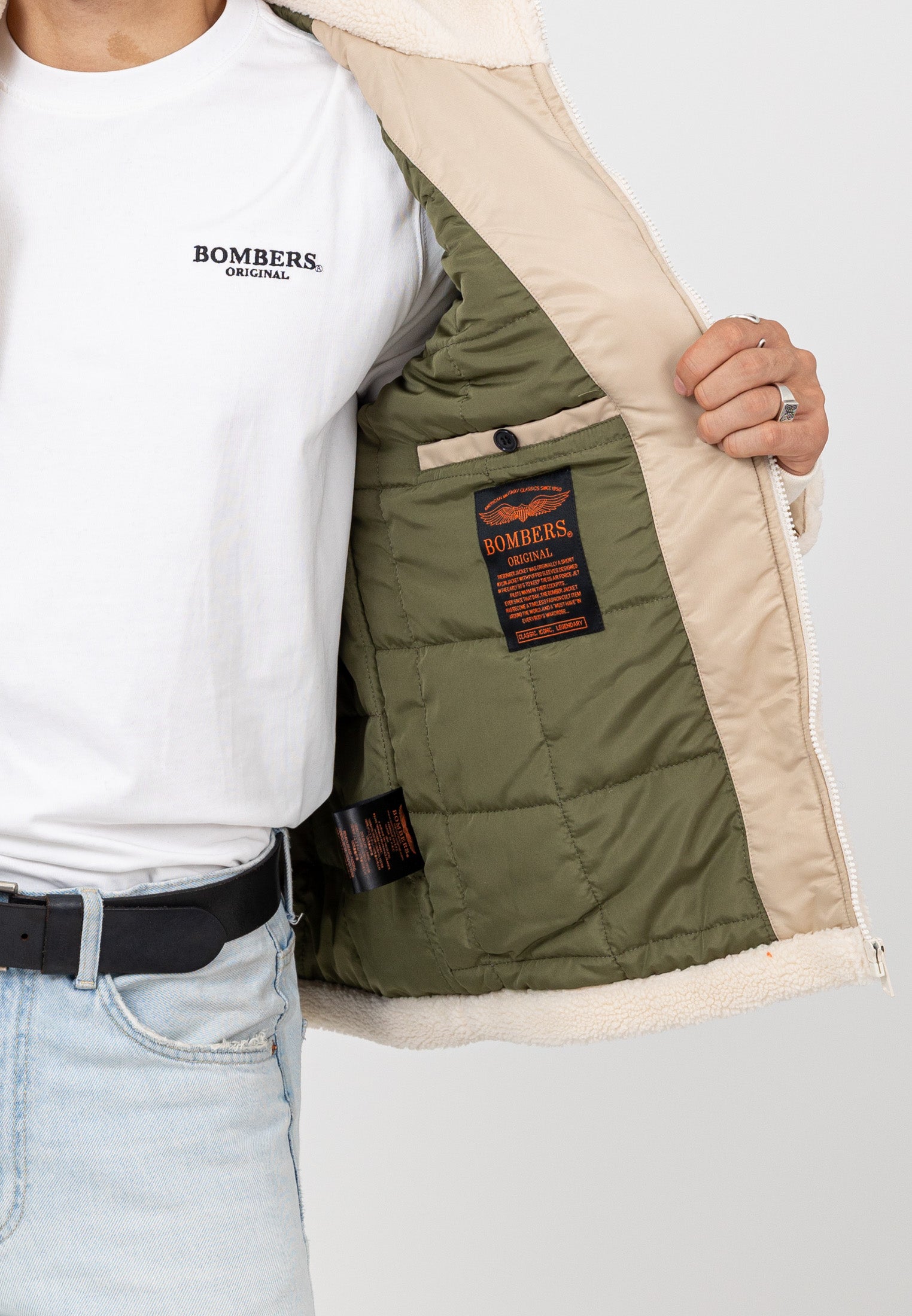 Moncton-M in Cream Jacken Bombers Original