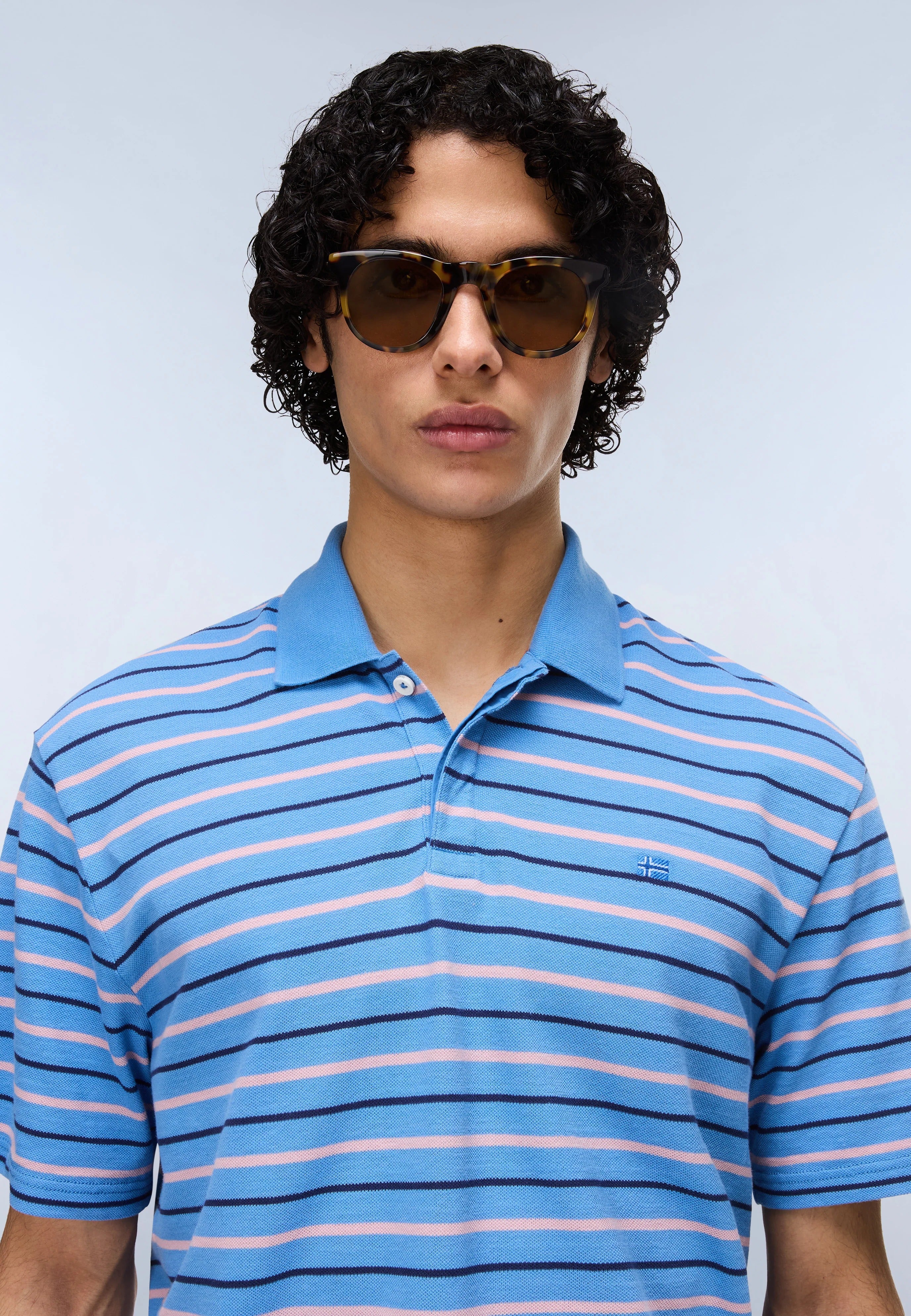 Polo E-HIKARI SS in Stripe Blue T-Shirts Napapijri