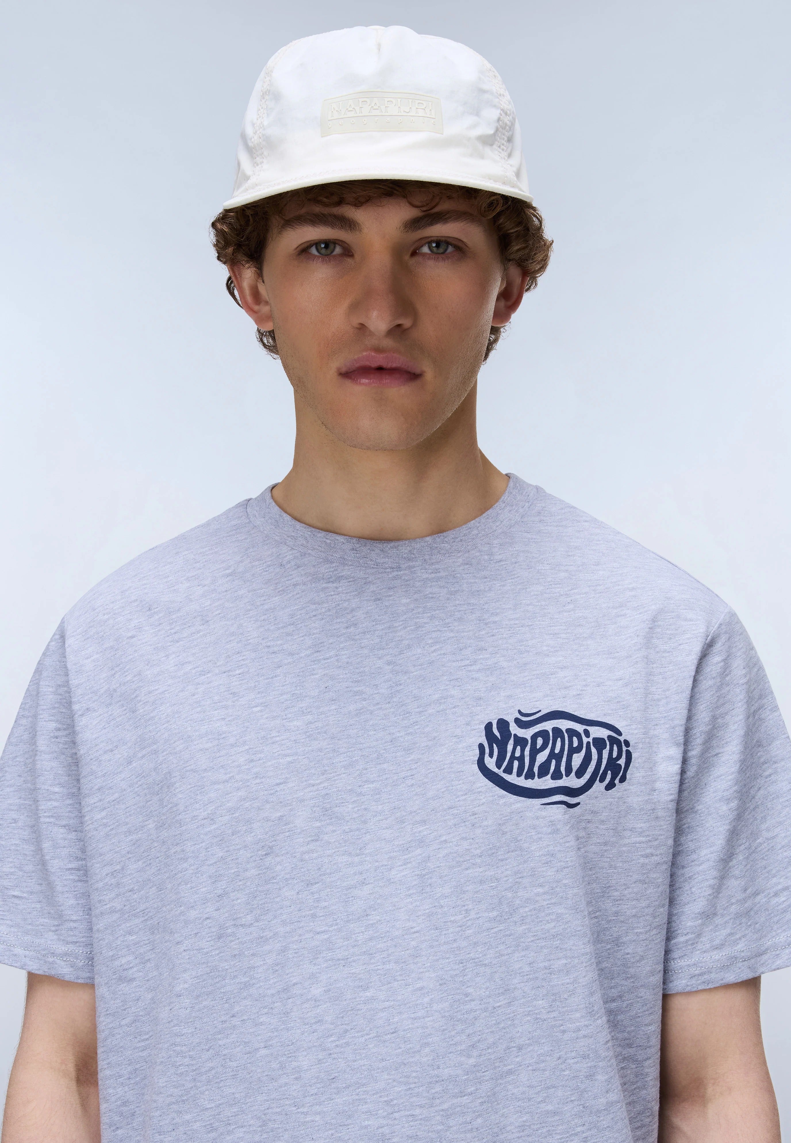 T-Shirt S-ELIOR SS in Grey Melange T-Shirts Napapijri