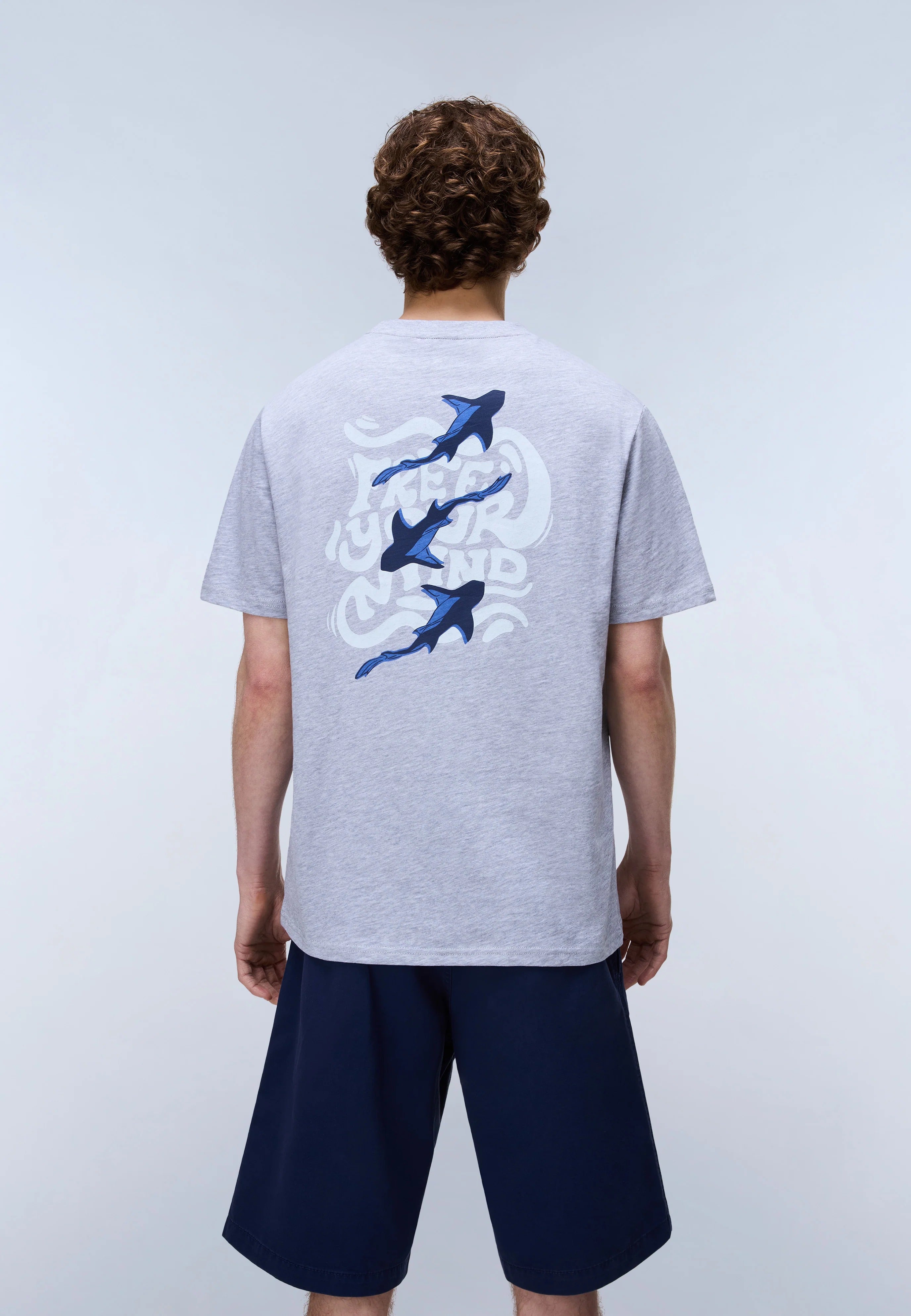 T-Shirt S-ELIOR SS in Grey Melange T-Shirts Napapijri