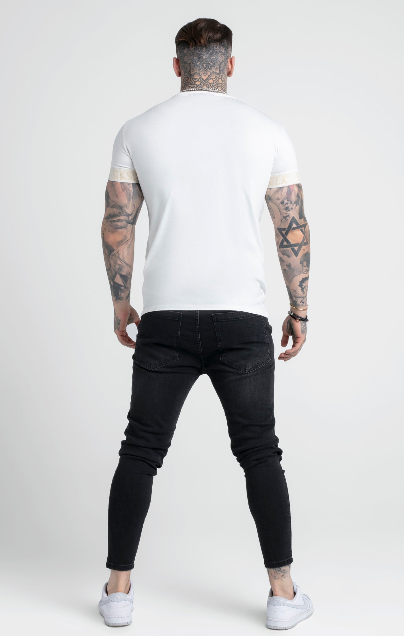 Elastic Cuff T-Shirt in Ecru T-Shirts SikSilk   