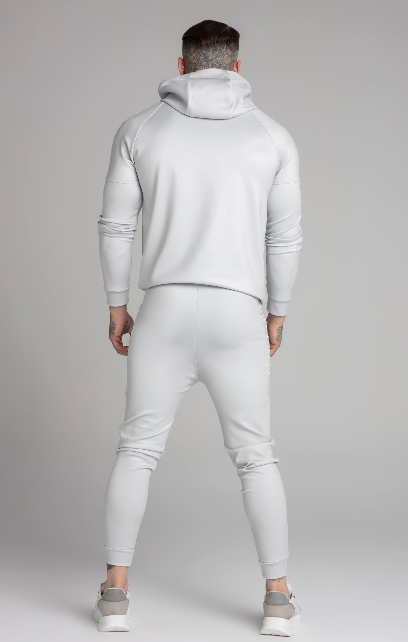 Embroidered Panel Cuffed Pant in Grey Hosen SikSilk