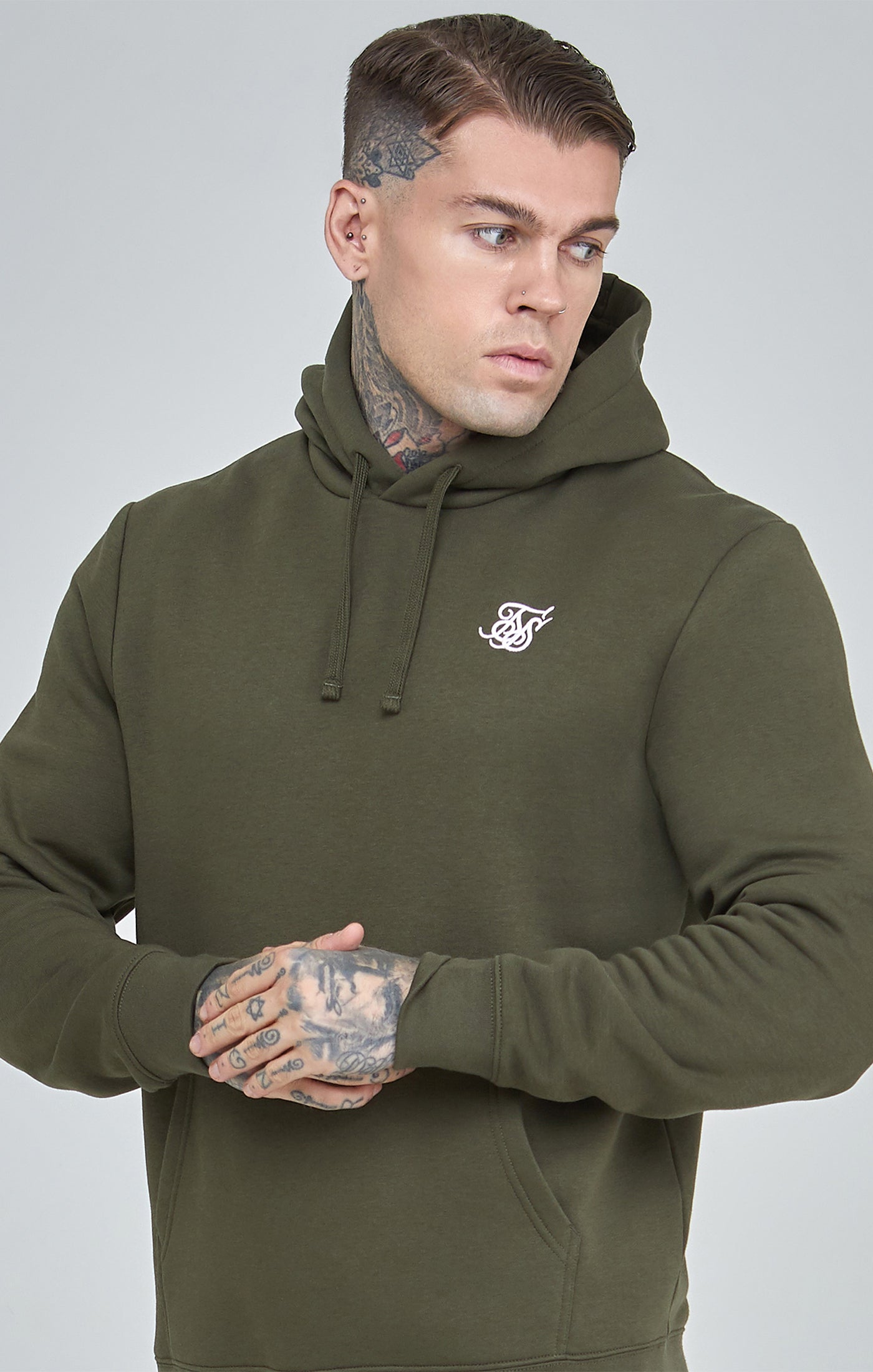 Essential Overhead Hoodie in Khaki Kapuzenpullover SikSilk   