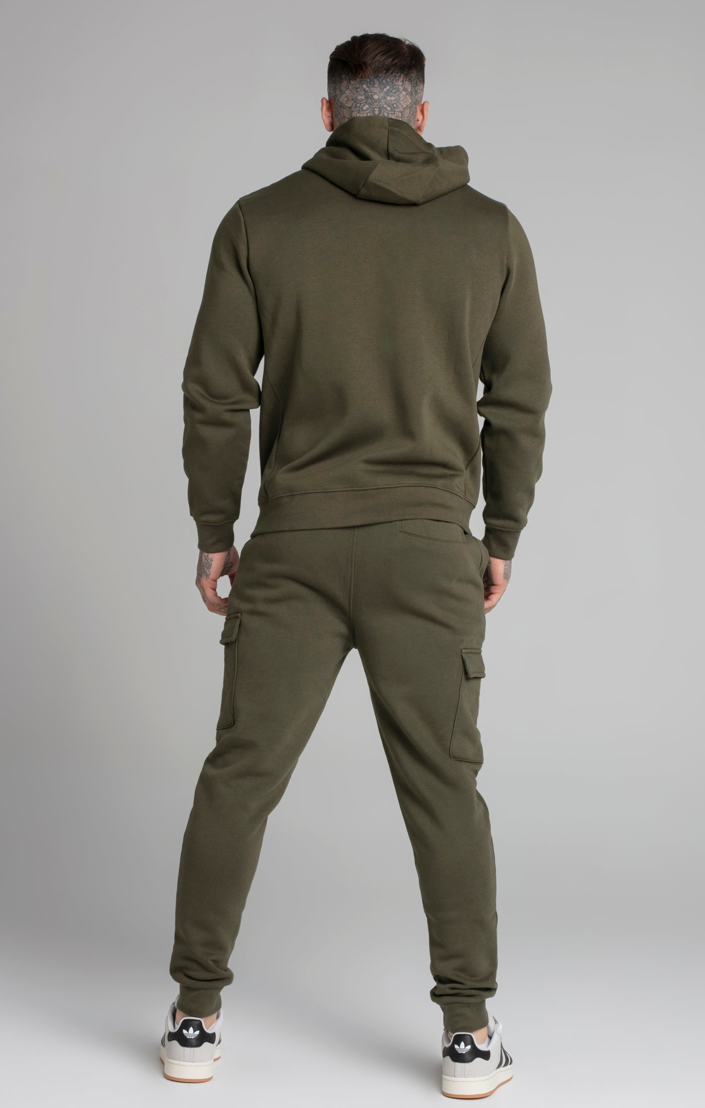 Essential Zip Through Funnel Hoodie in Khaki Kapuzenpullover SikSilk