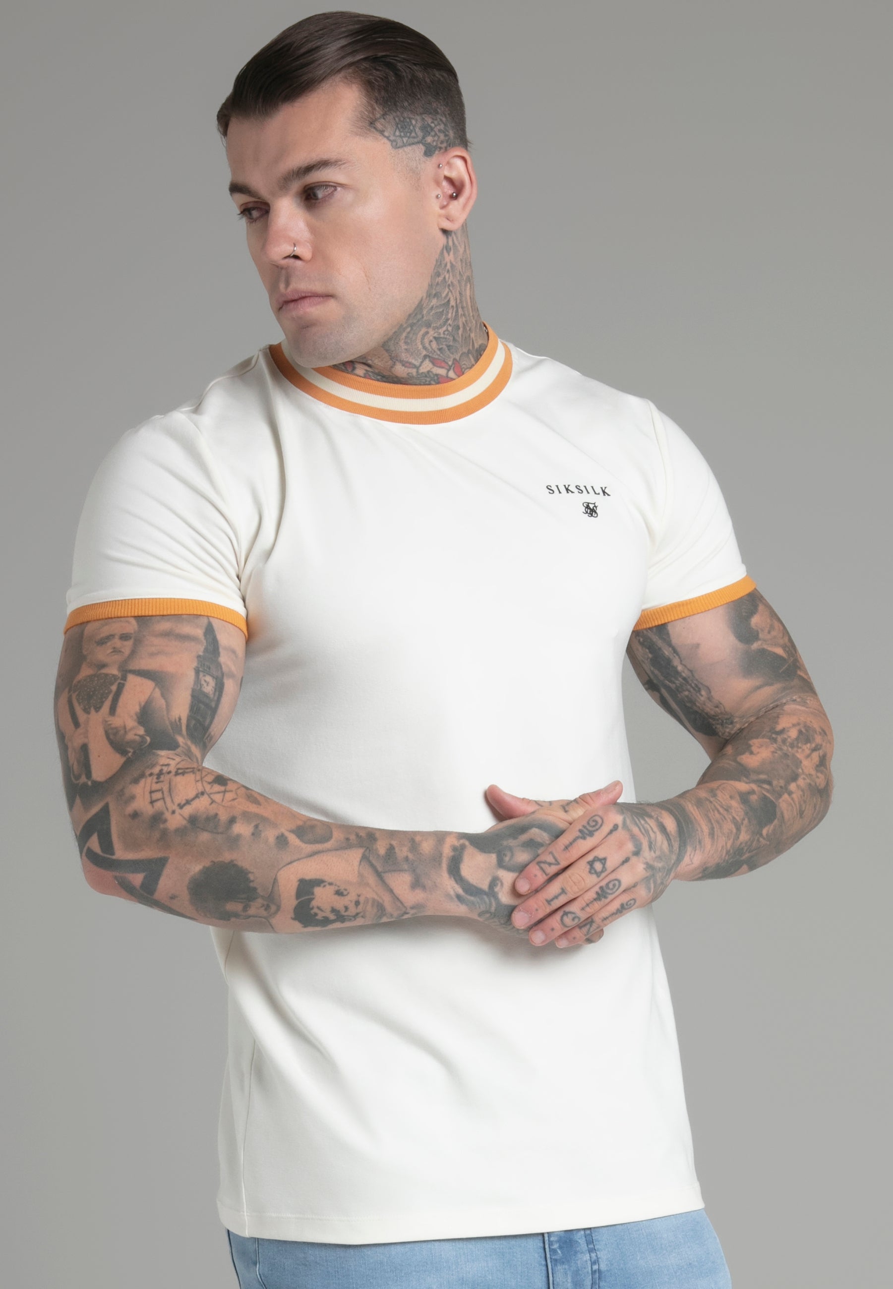 Ringer T-Shirt in Ecru T-Shirts SikSilk