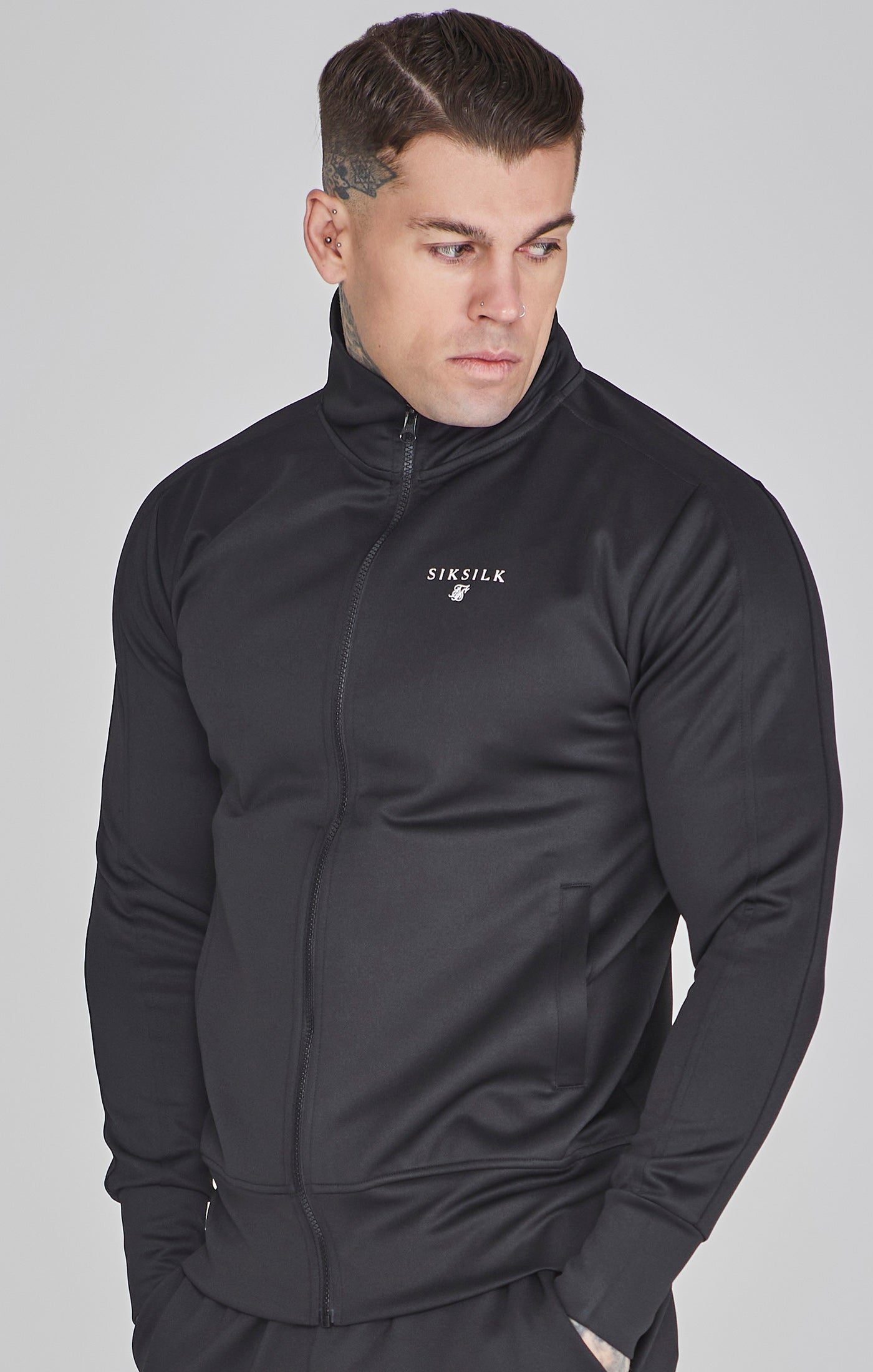 Essentials Poly Track Top in Black Sweatjacken SikSilk