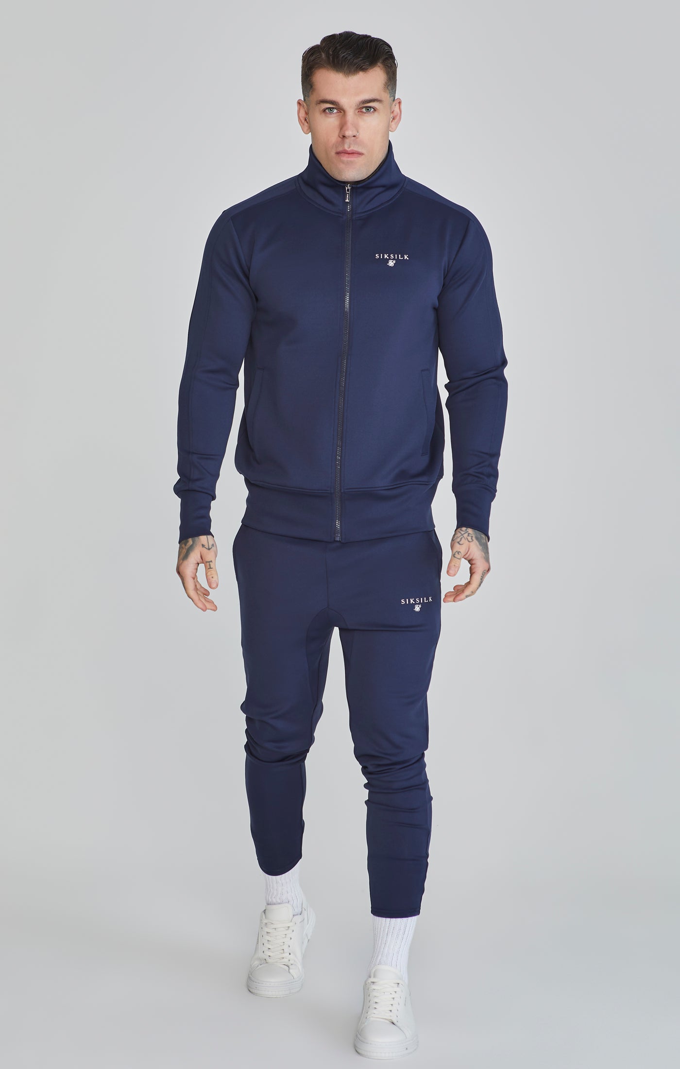 Essentials Poly Track Top in Navy Sweatjacken SikSilk