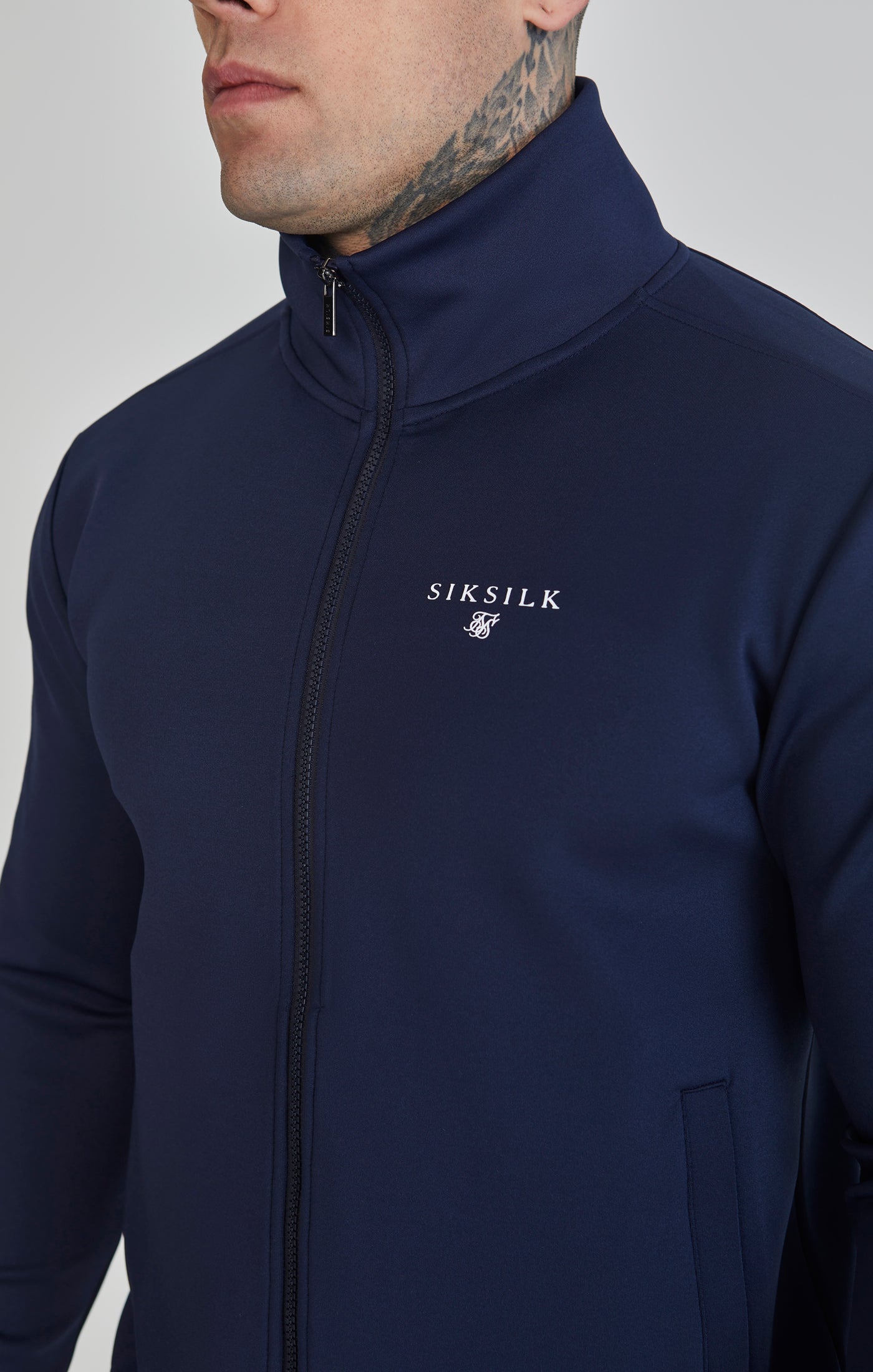 Essentials Poly Track Top in Navy Sweatjacken SikSilk