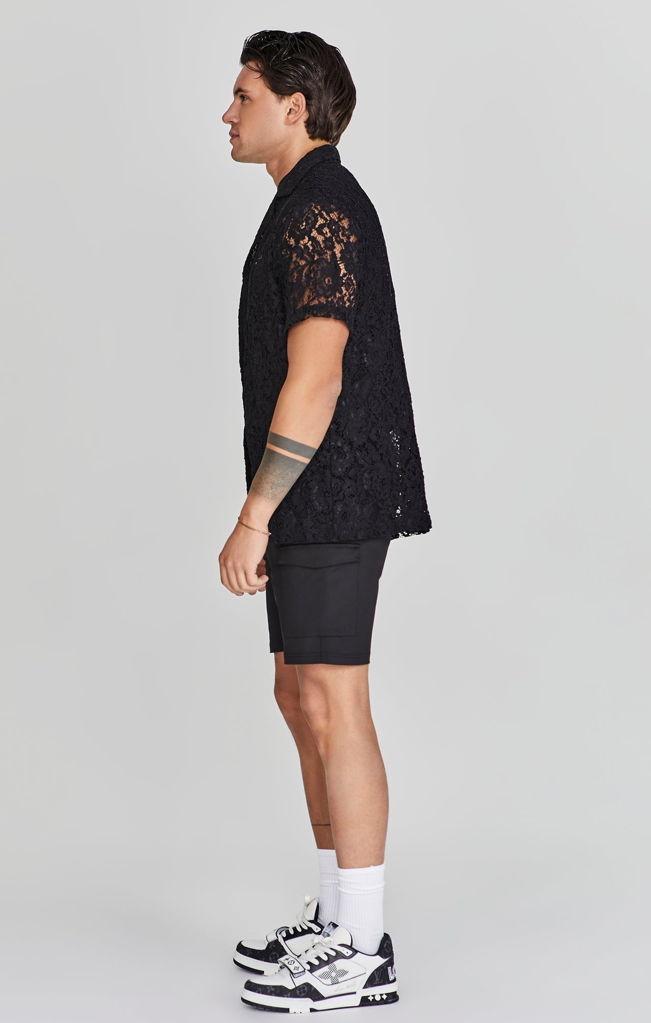 Lace Resort Shirt in Black Hemden SikSilk