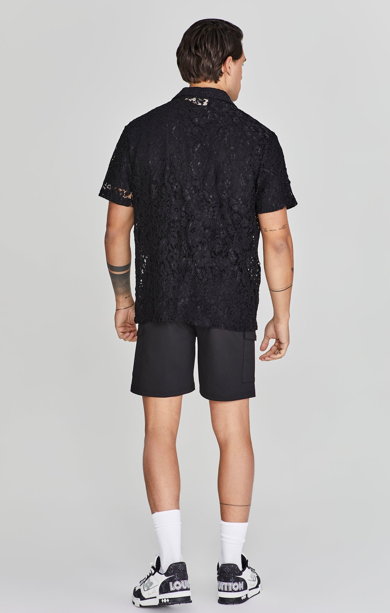 Lace Resort Shirt in Black Hemden SikSilk