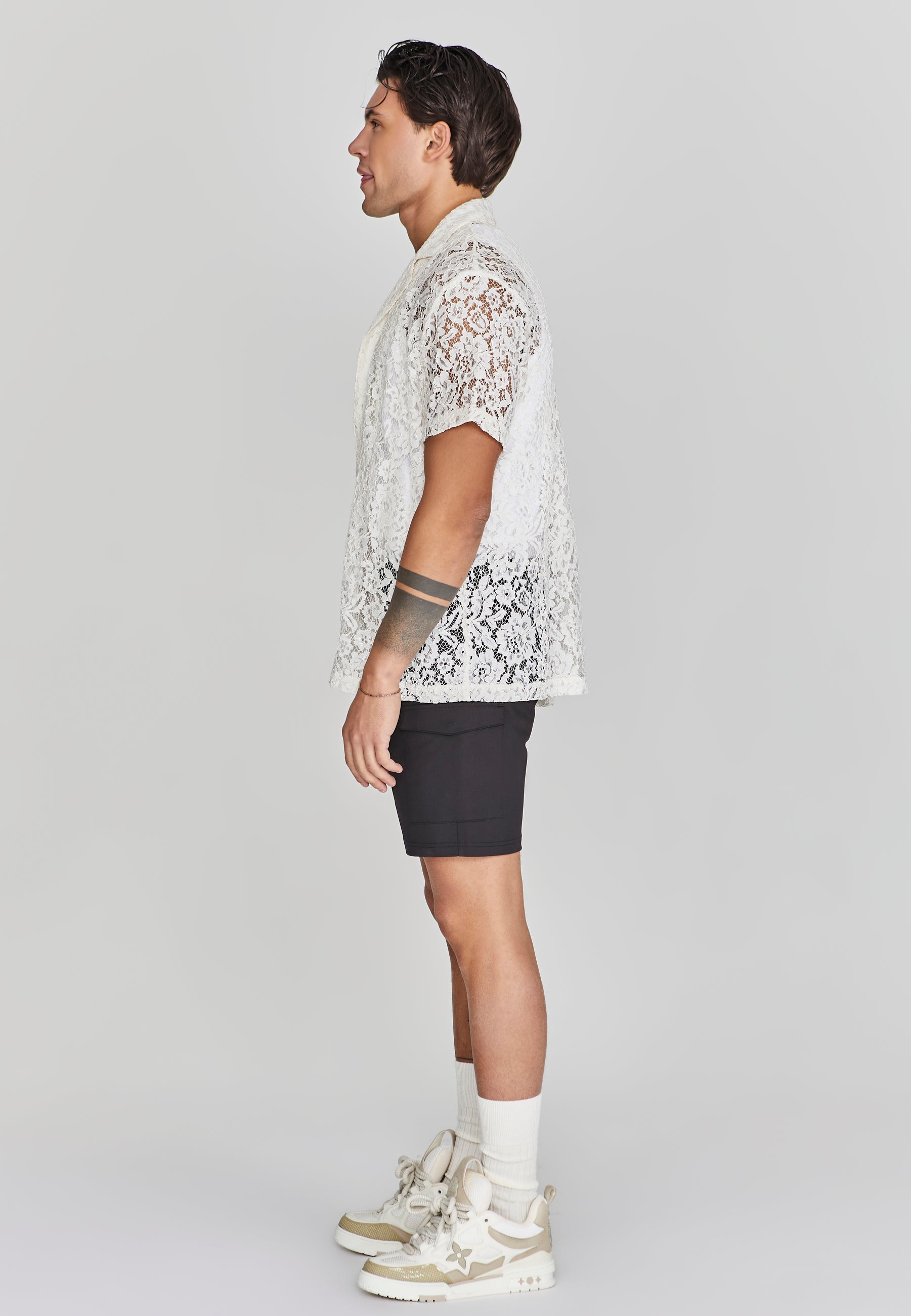 Lace Resort Shirt in Ecru Hemden SikSilk