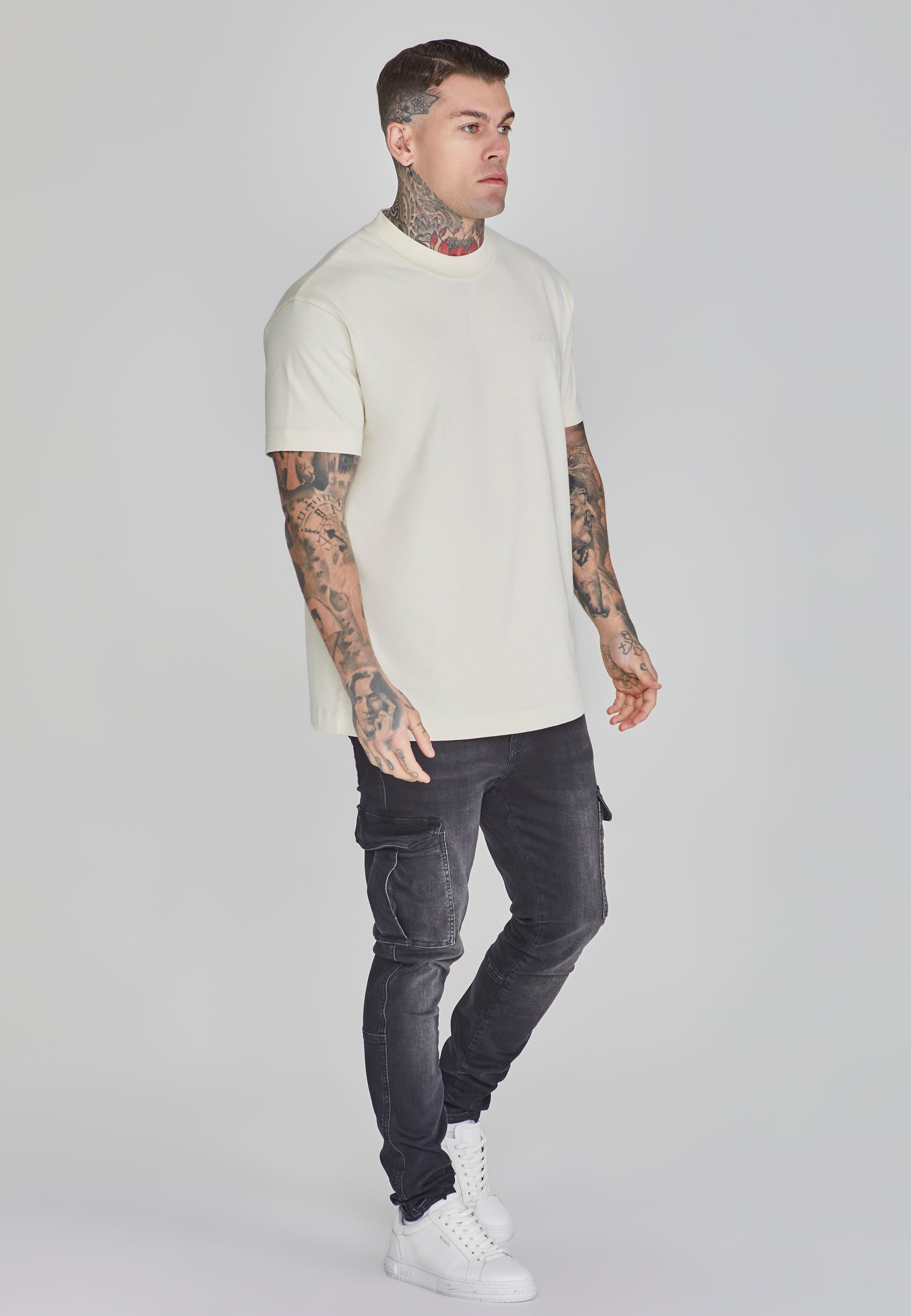 Oversized T-Shirt in Beige T-Shirts SikSilk