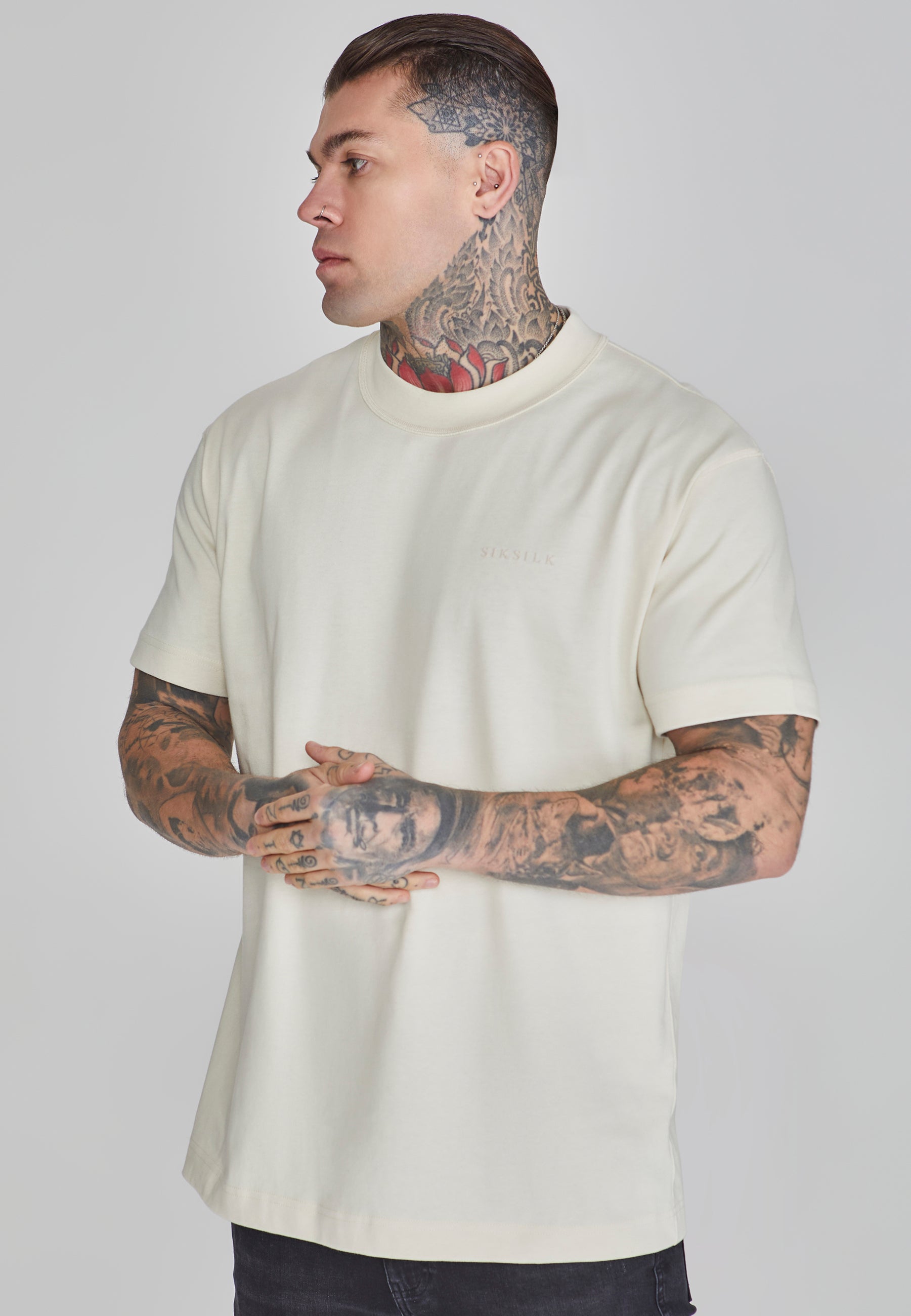 Oversized T-Shirt in Beige T-Shirts SikSilk
