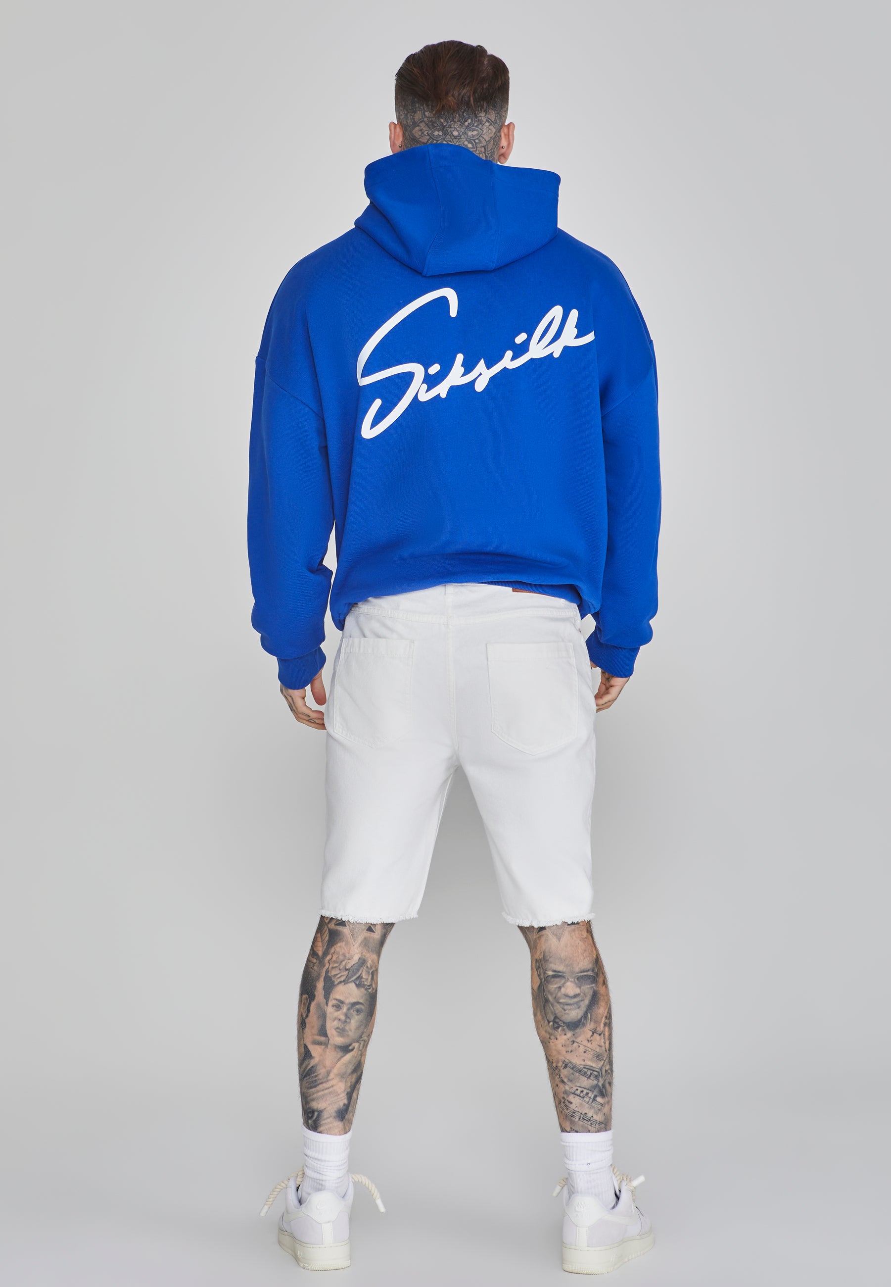 Script Hoodie in Blue Kapuzenpullover SikSilk