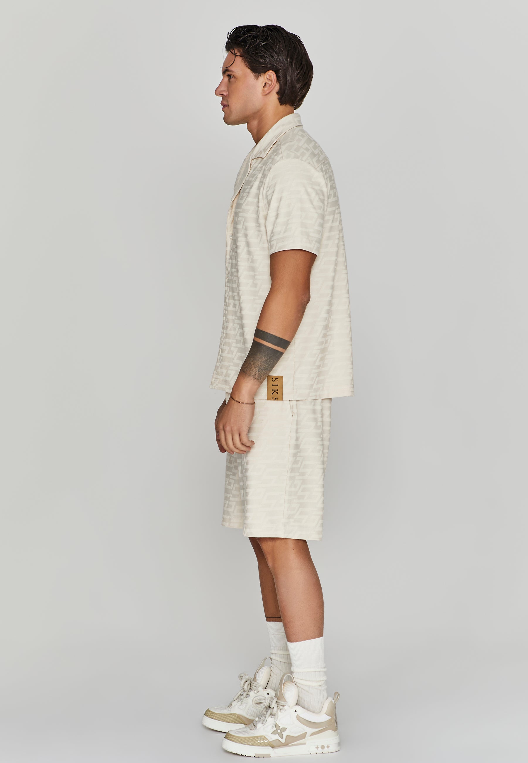 Towelling Shorts in Ecru Shorts SikSilk
