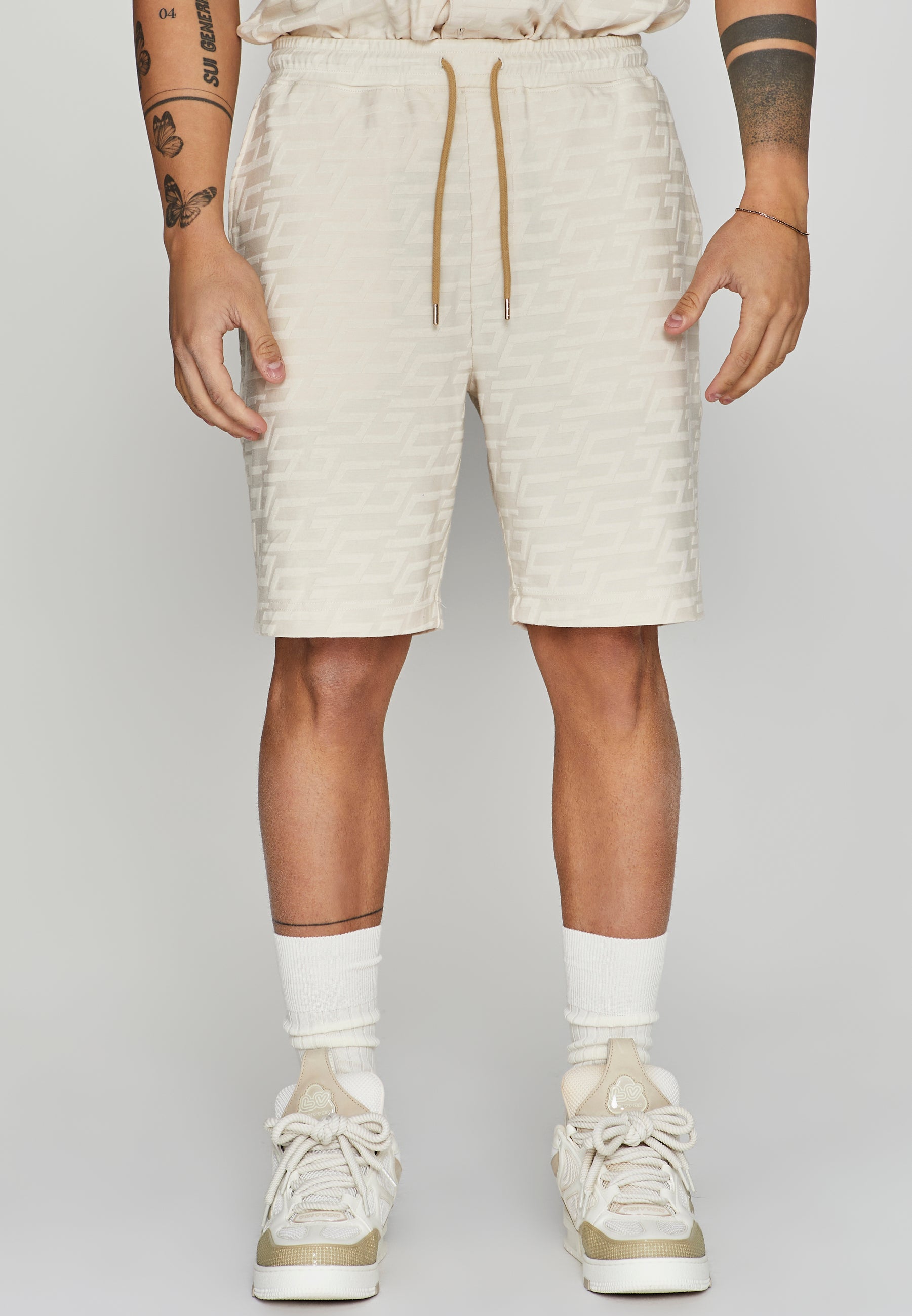 Towelling Shorts in Ecru Shorts SikSilk