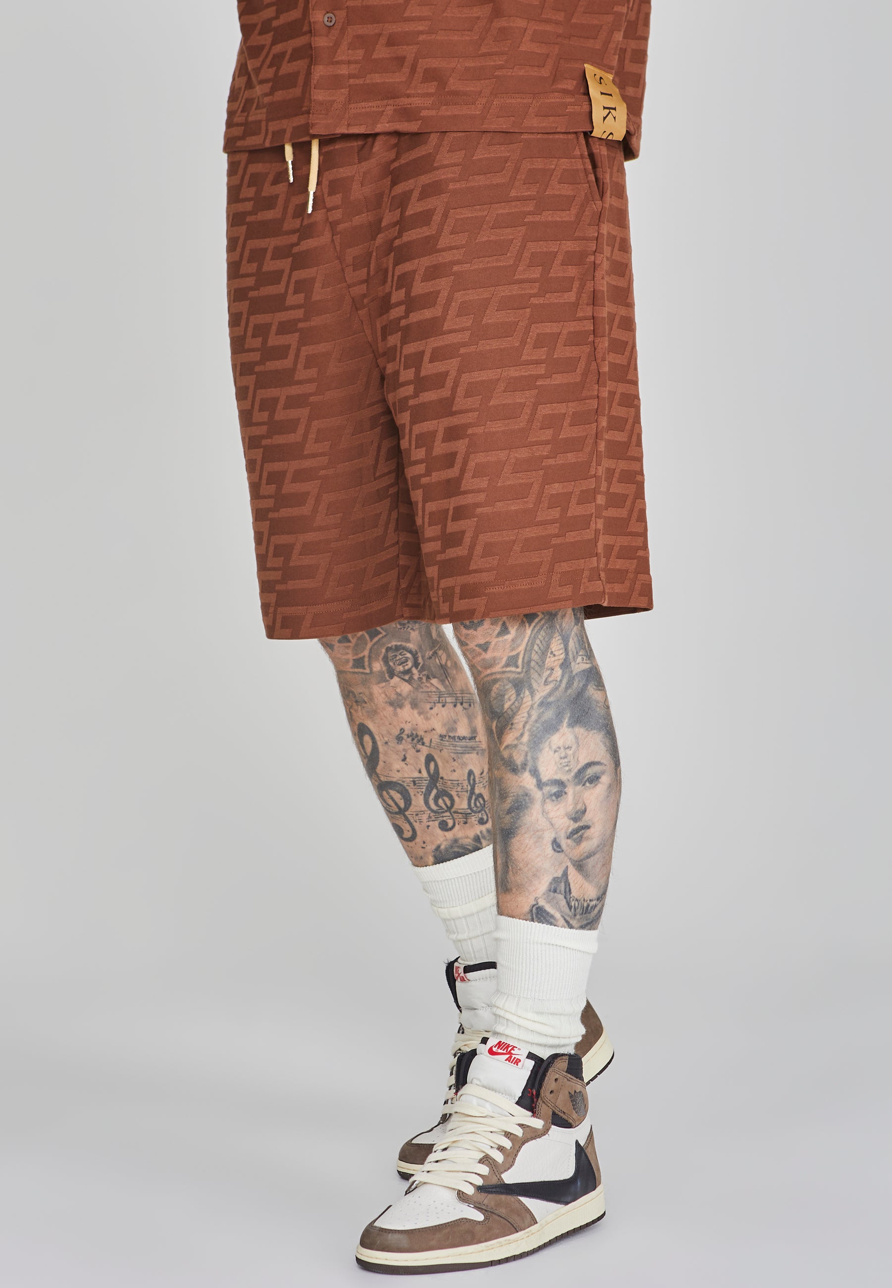 Towelling Shorts in Brown Shorts SikSilk