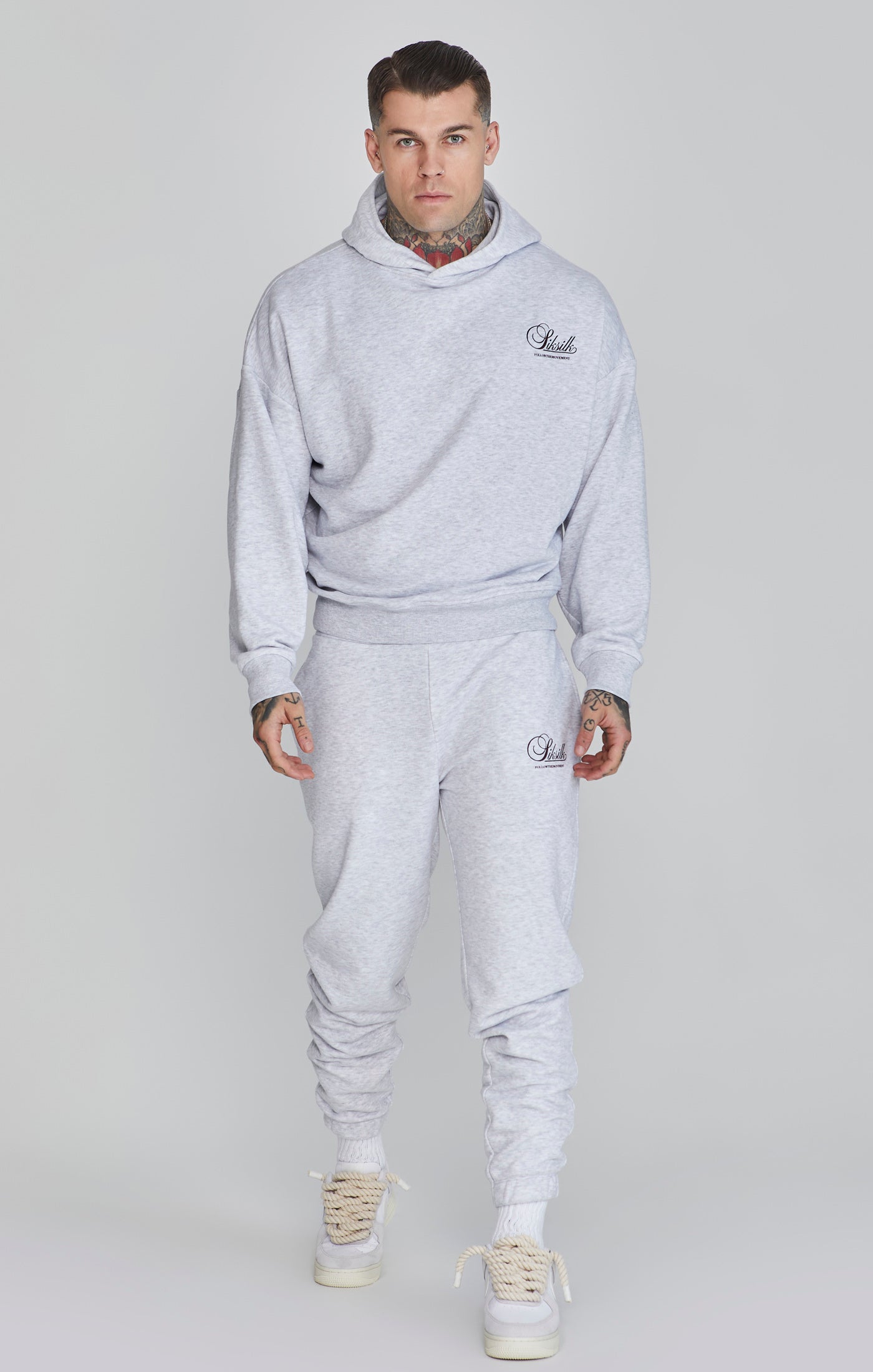 Graphic Hoodie in Snow Marl Kapuzenpullover SikSilk