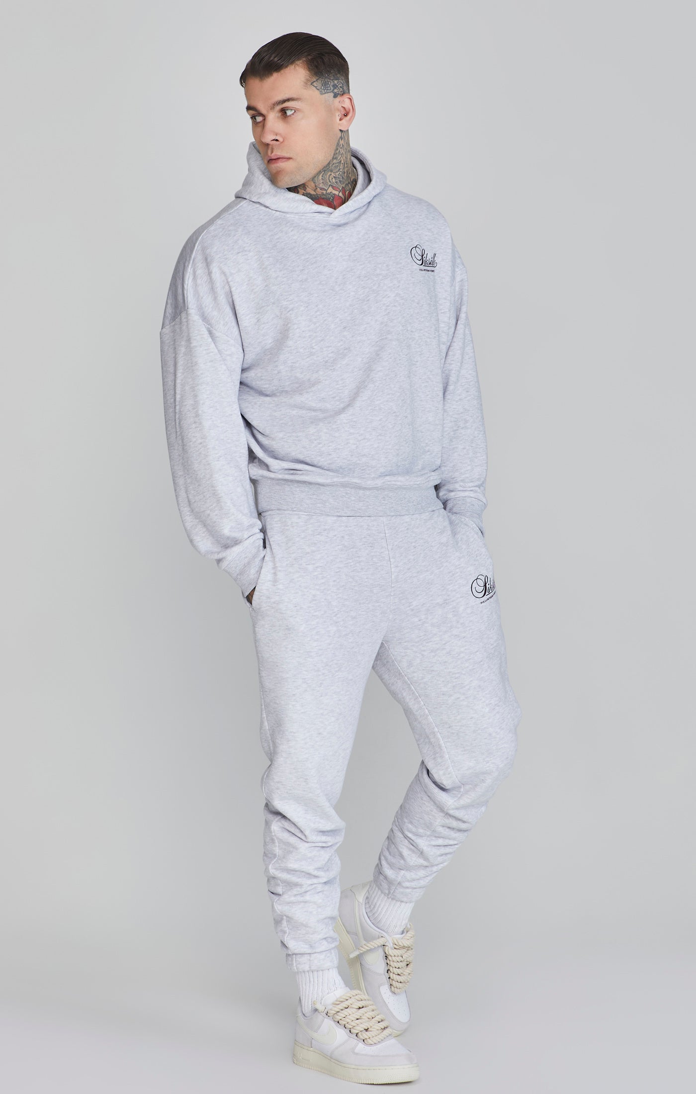 Graphic Hoodie in Snow Marl Kapuzenpullover SikSilk