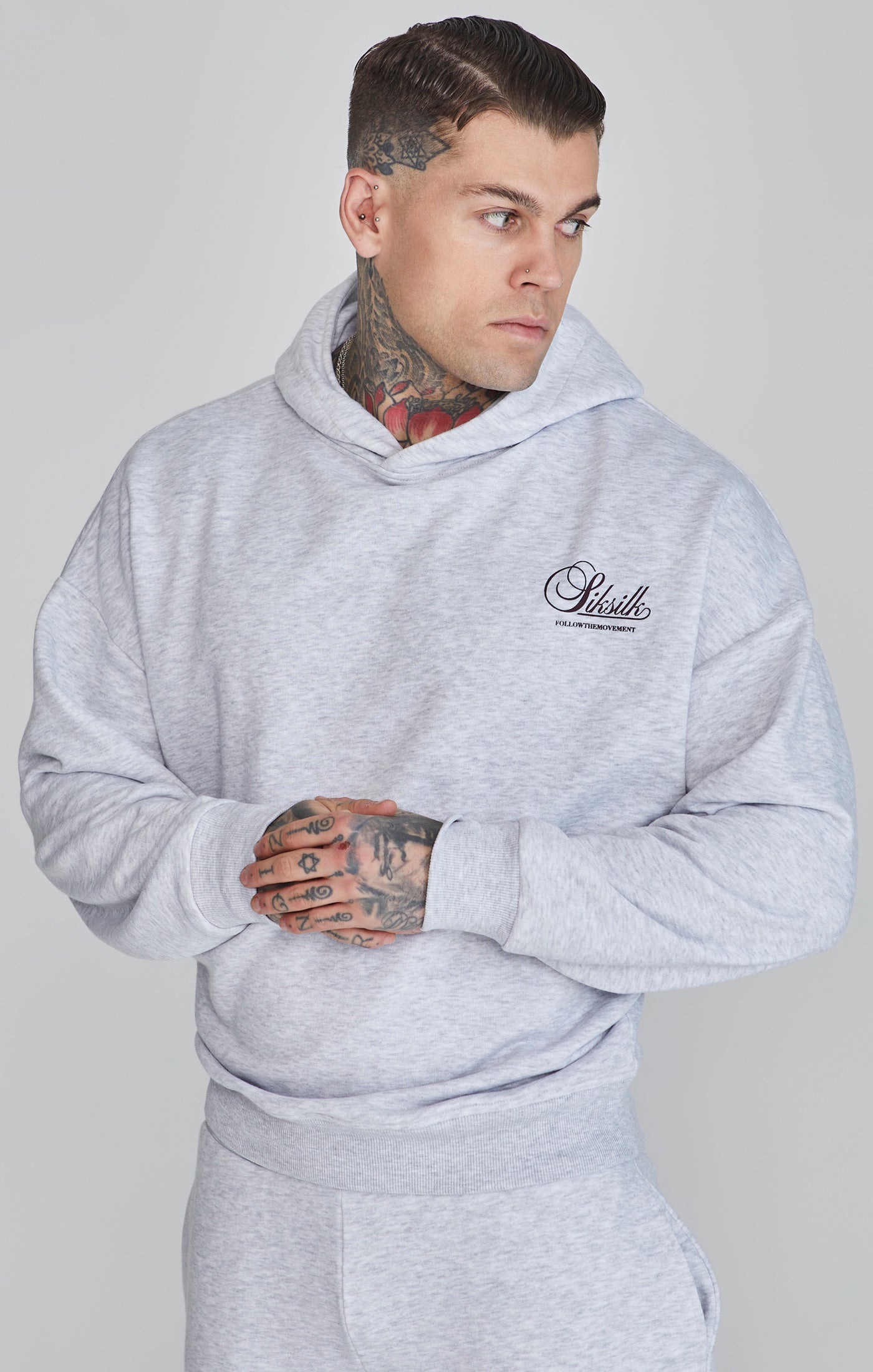 Graphic Hoodie in Snow Marl Kapuzenpullover SikSilk
