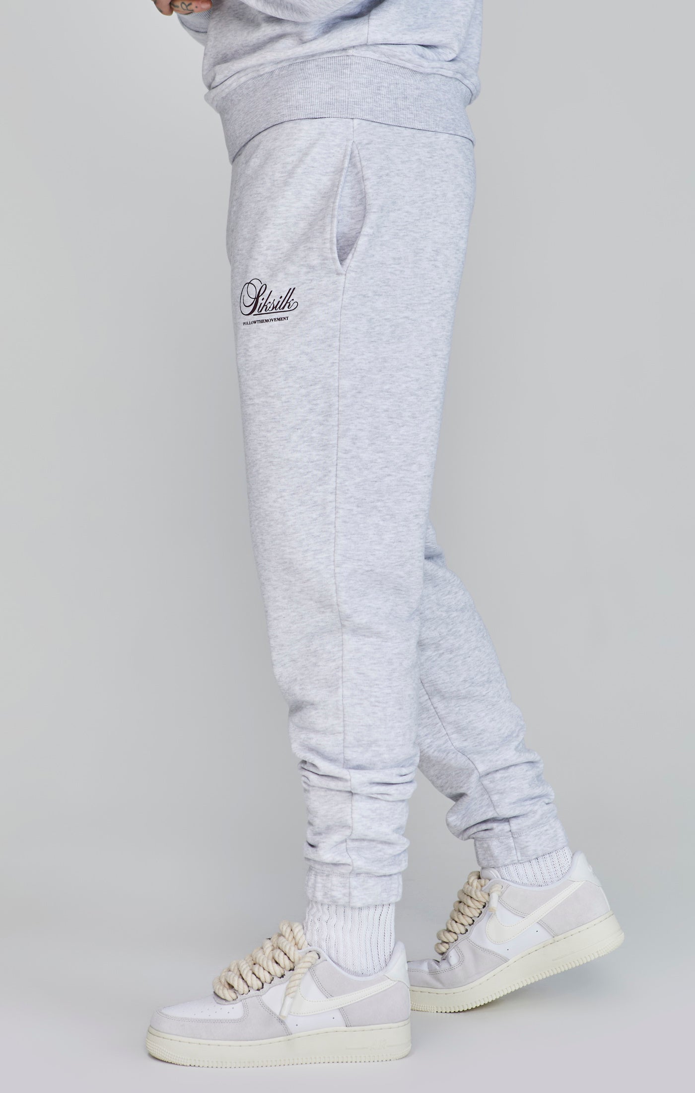 Logo Joggers in Snow Marl Hosen SikSilk