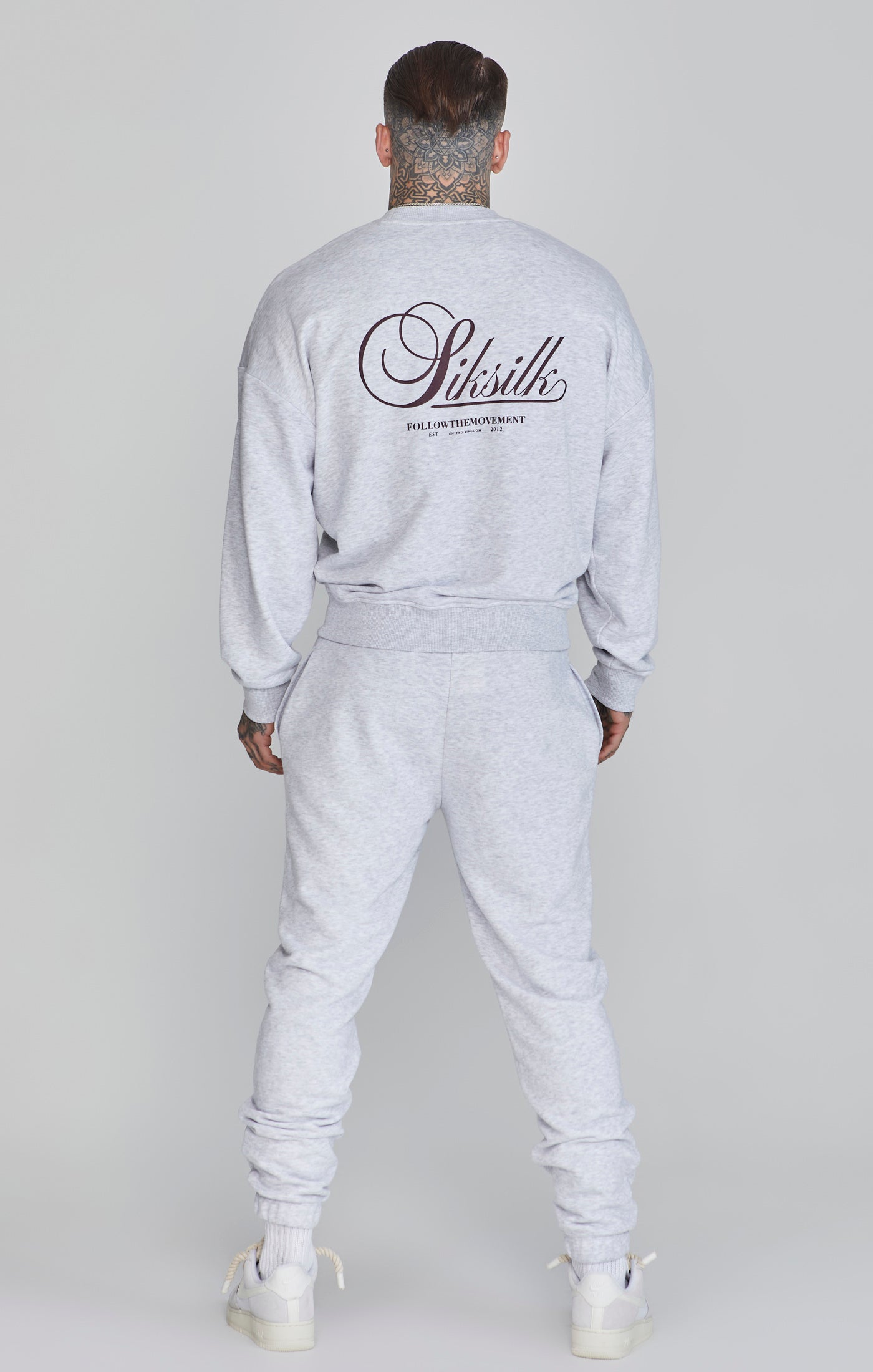 Logo Joggers in Snow Marl Hosen SikSilk