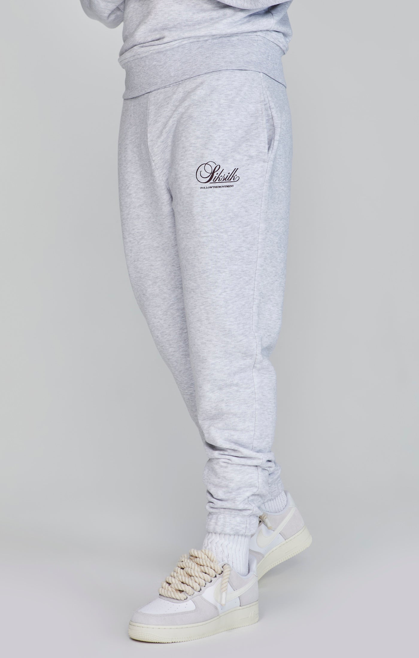 Logo Joggers in Snow Marl Hosen SikSilk