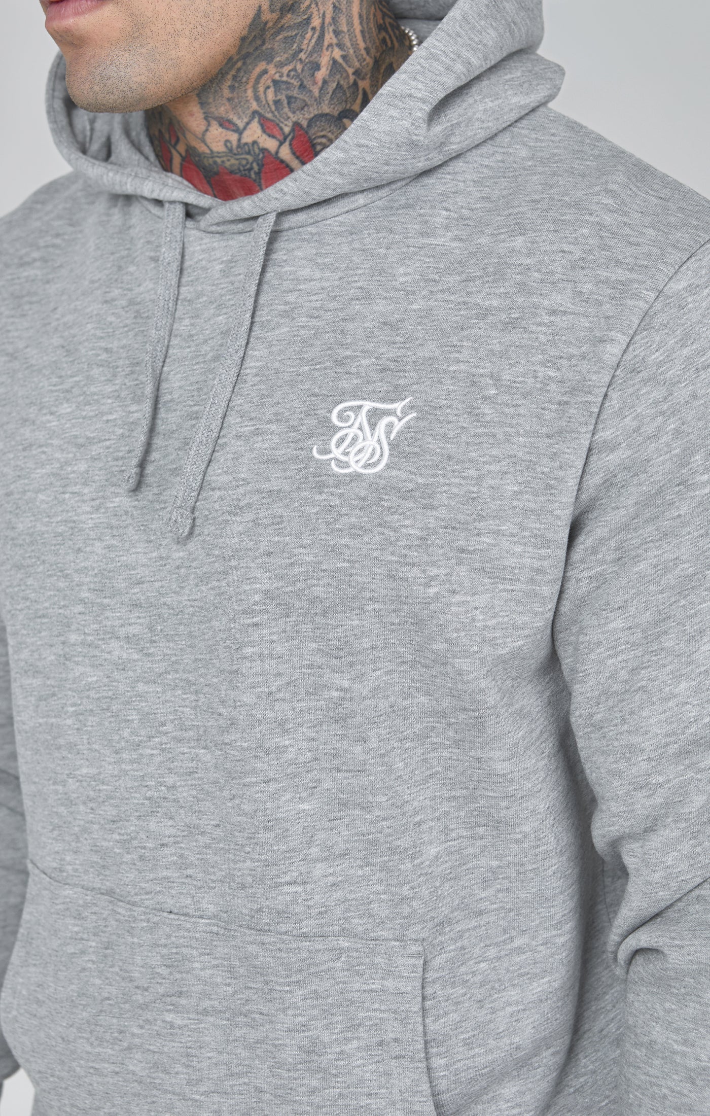 Essentials Overhead Hoodie in Grey Marl Kapuzenpullover SikSilk