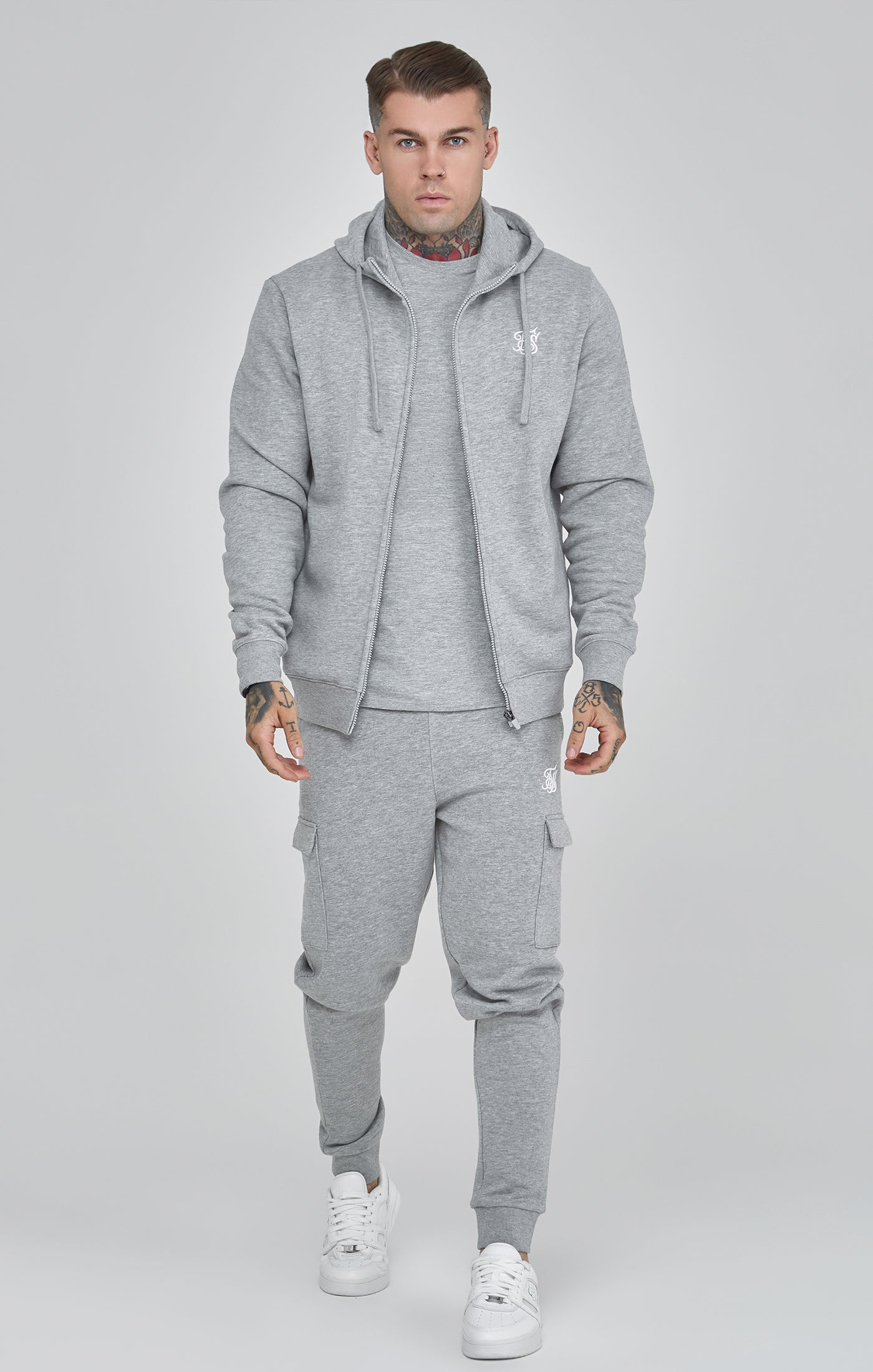 Essentials Cargo Joggers in Grey Marl Hosen SikSilk