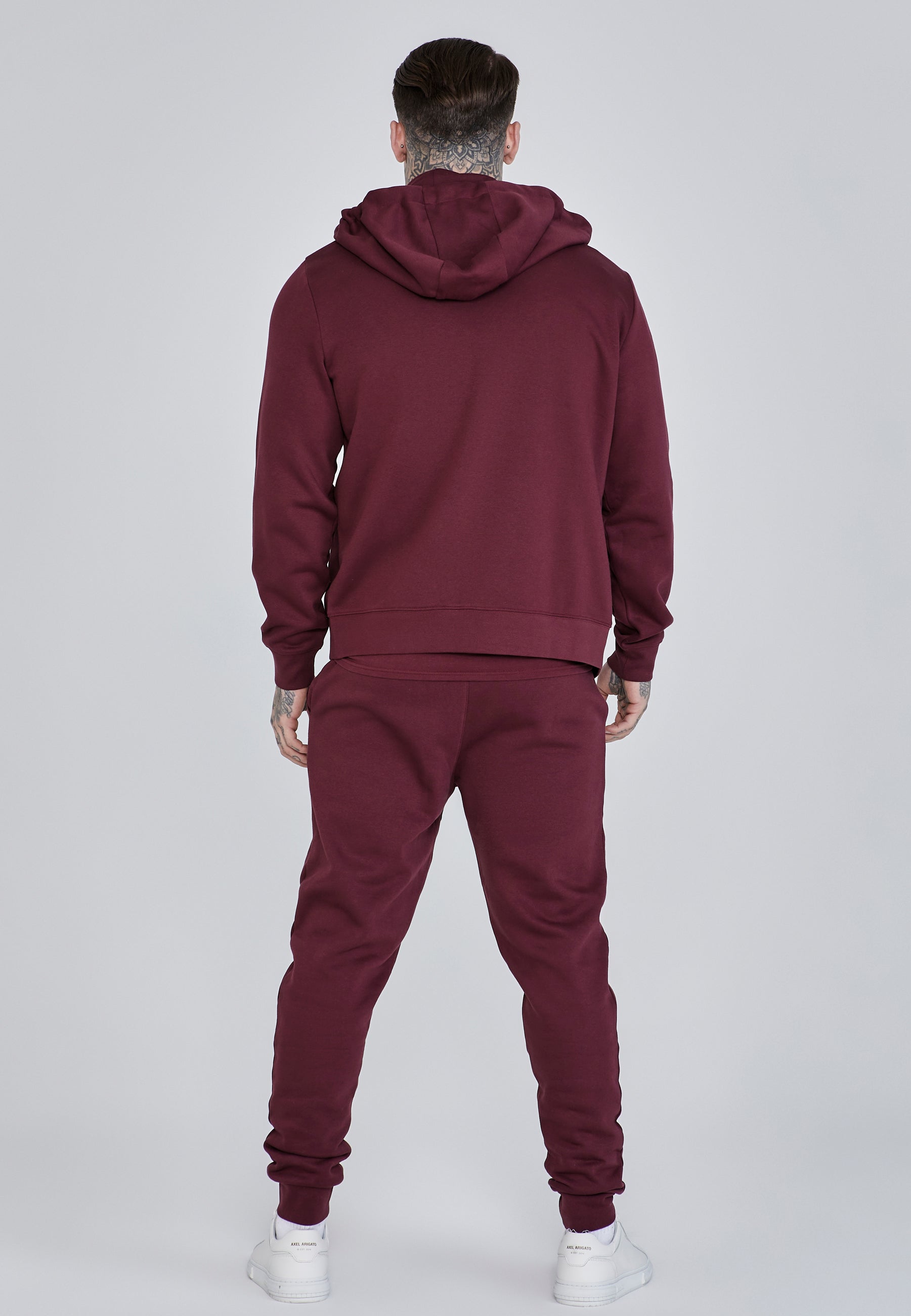 Essentials Full Zip Hoodie in Burgundy Sweatjacken SikSilk