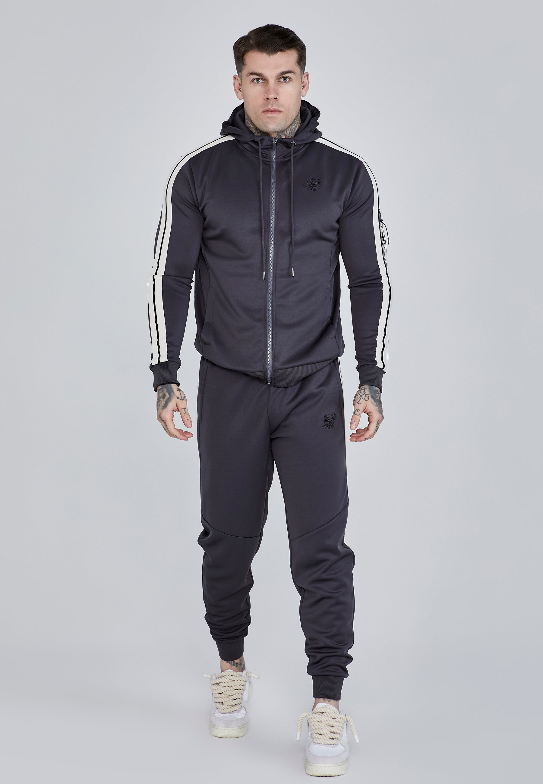 Full Zip Hoodie in Grey Sweatjacken SikSilk