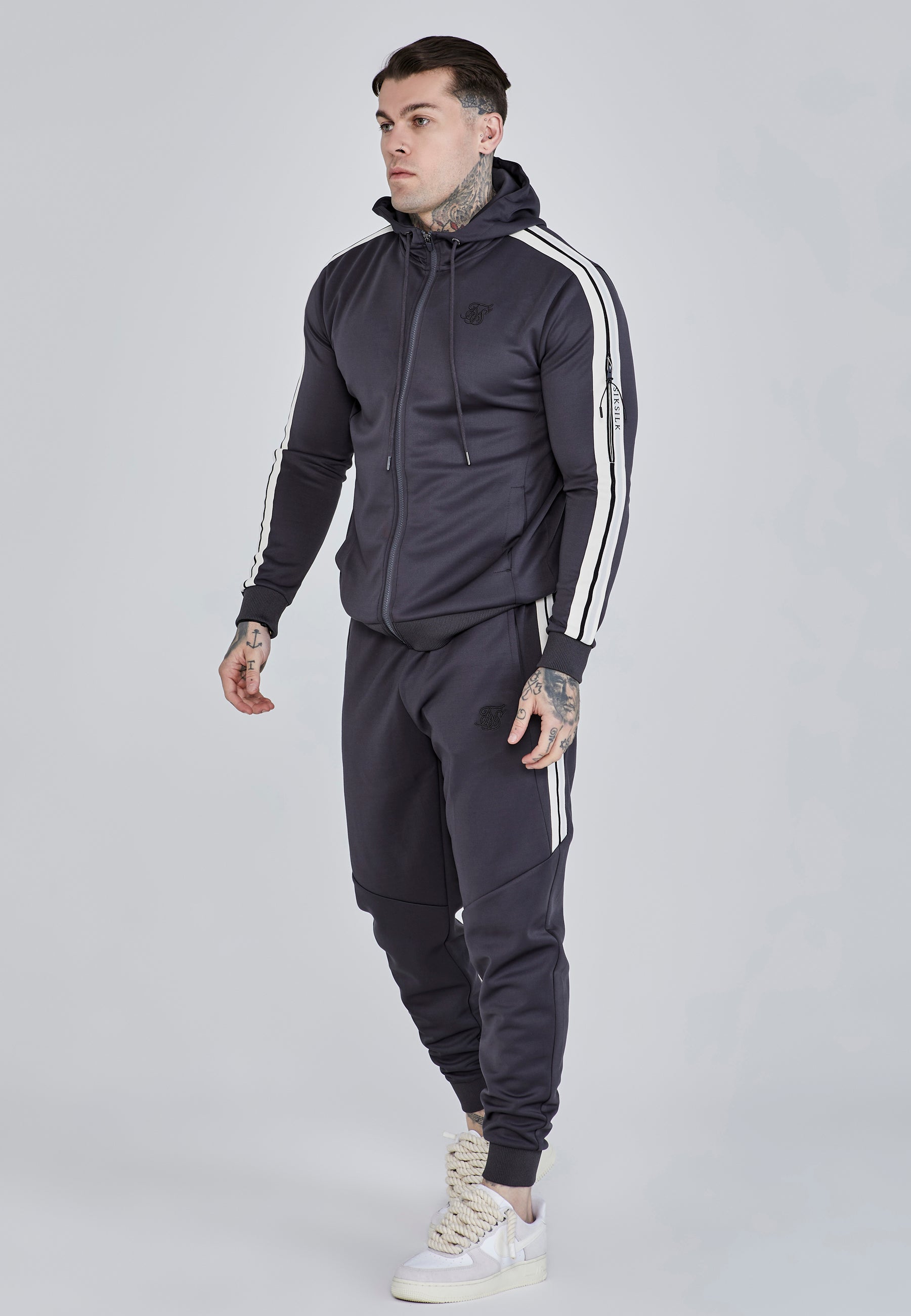 Full Zip Hoodie in Grey Sweatjacken SikSilk