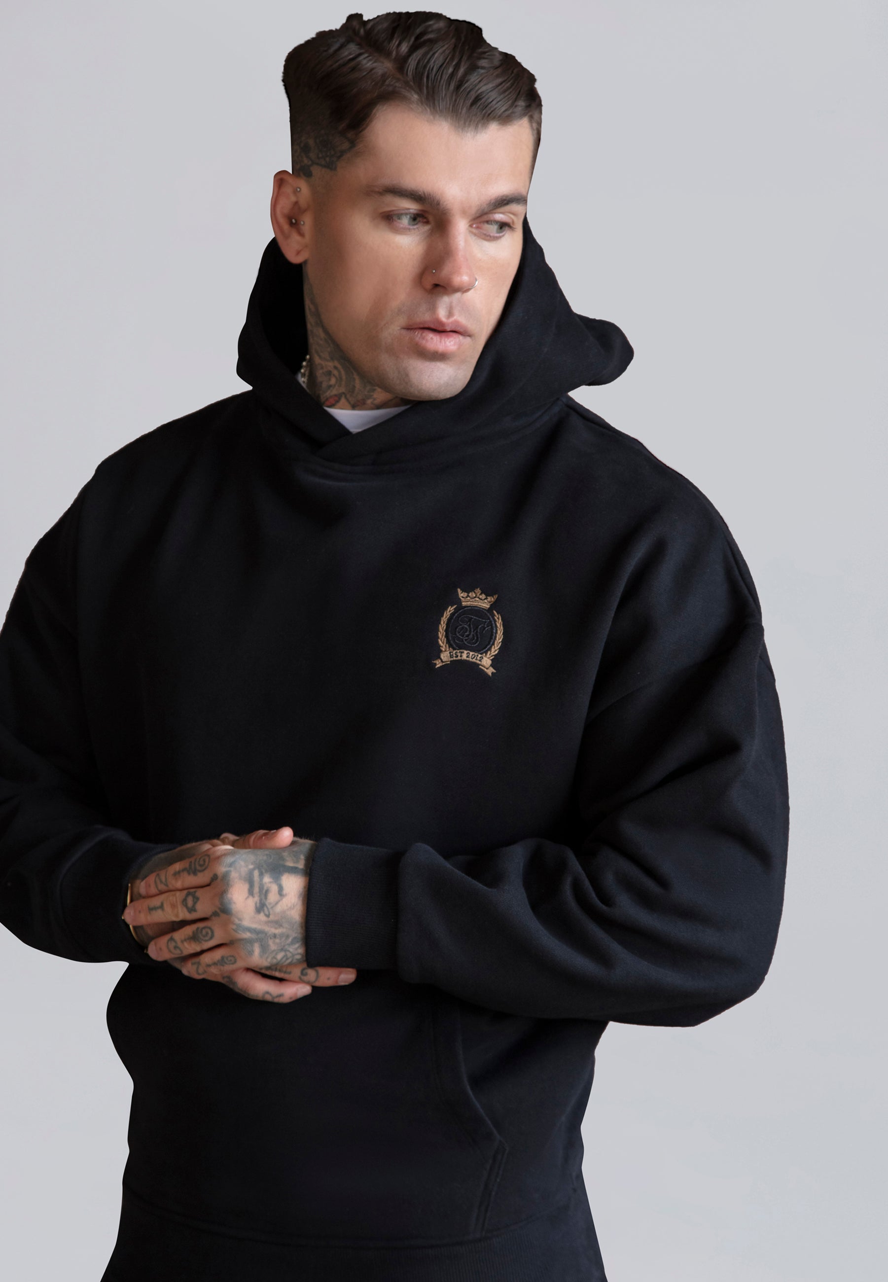 Pullover Hoodie in Black Kapuzenpullover SikSilk