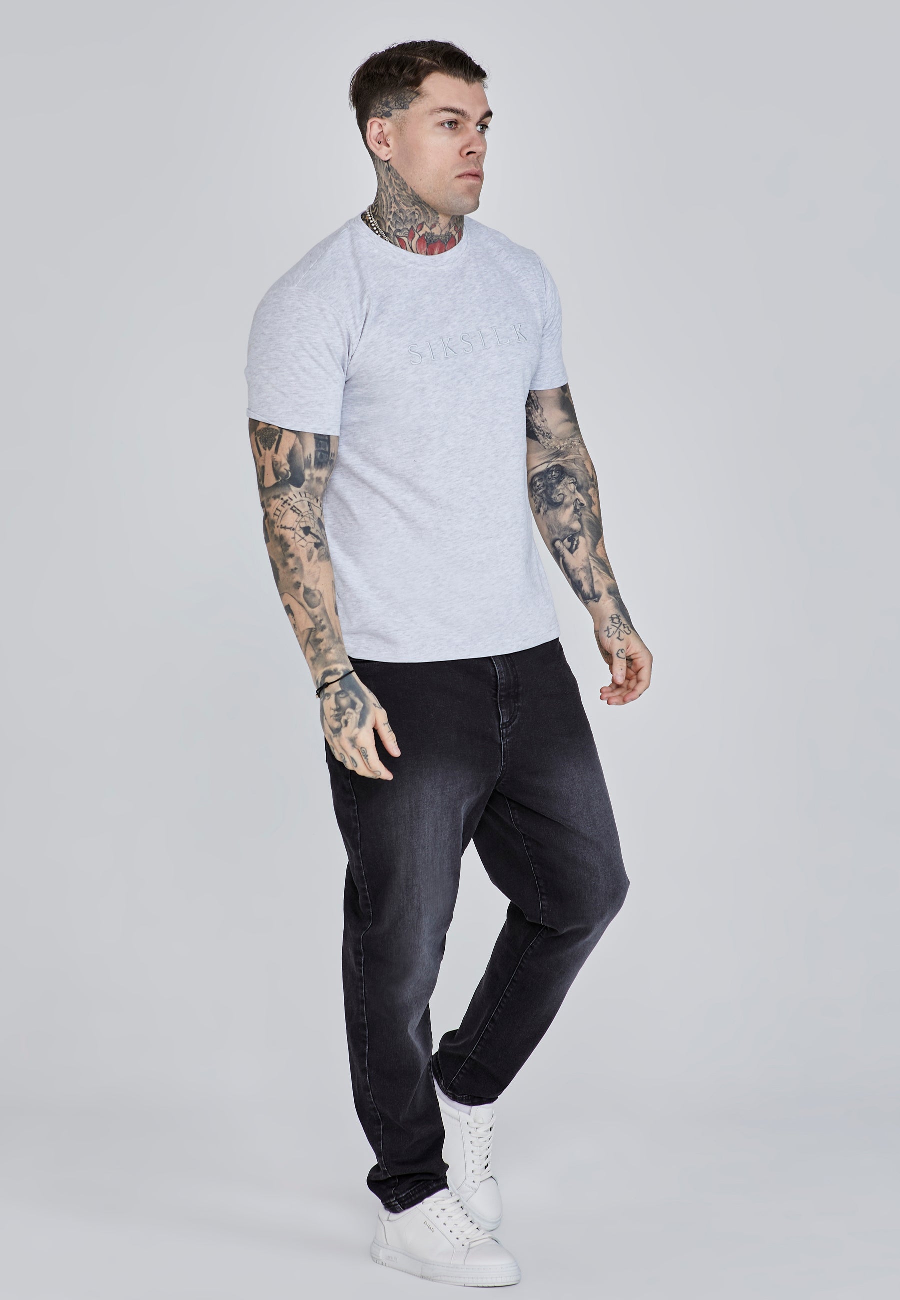 Logo T-Shirt in Grey Marl T-Shirts SikSilk