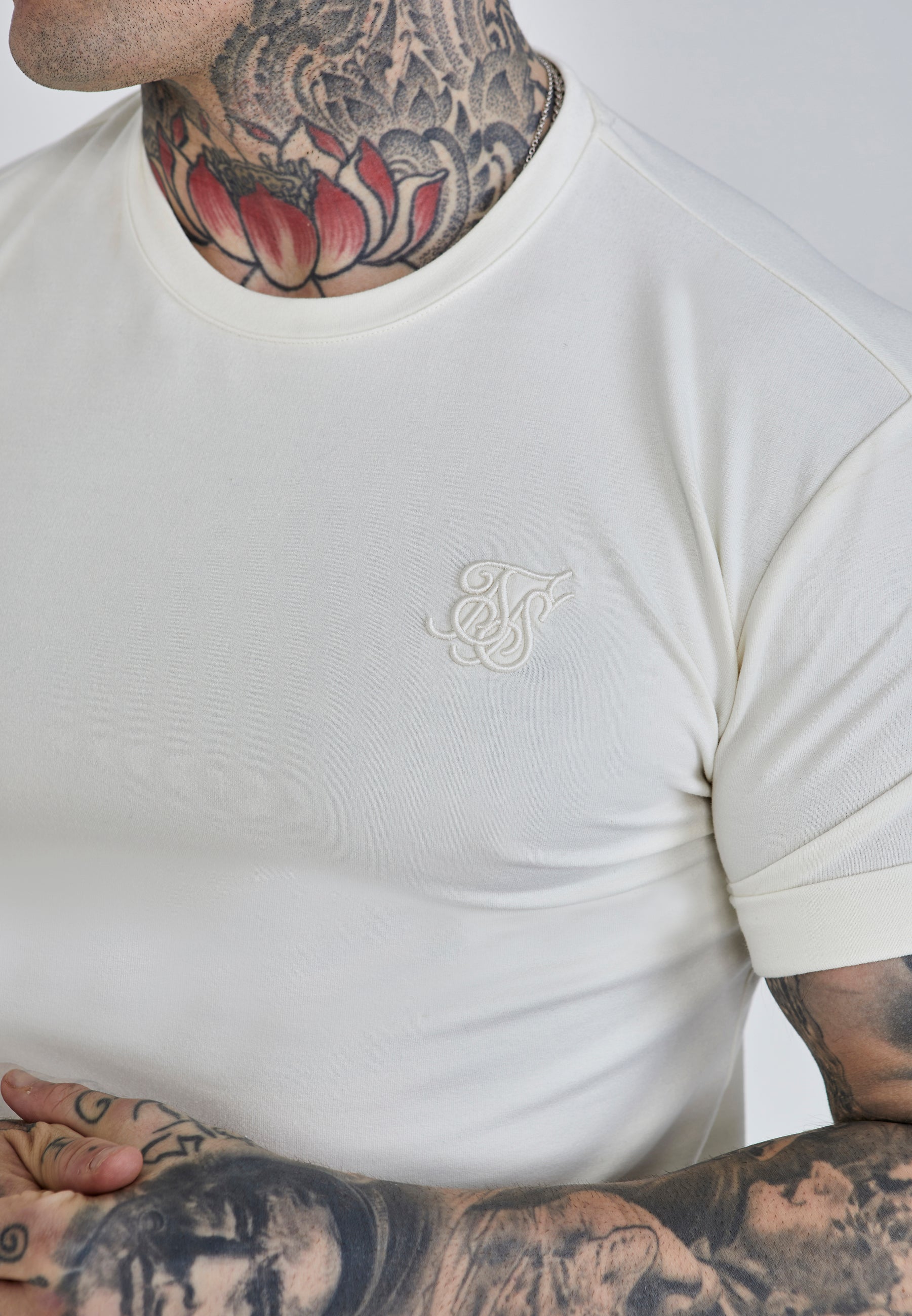 Roll Sleeve T-Shirt in Ecru T-Shirts SikSilk