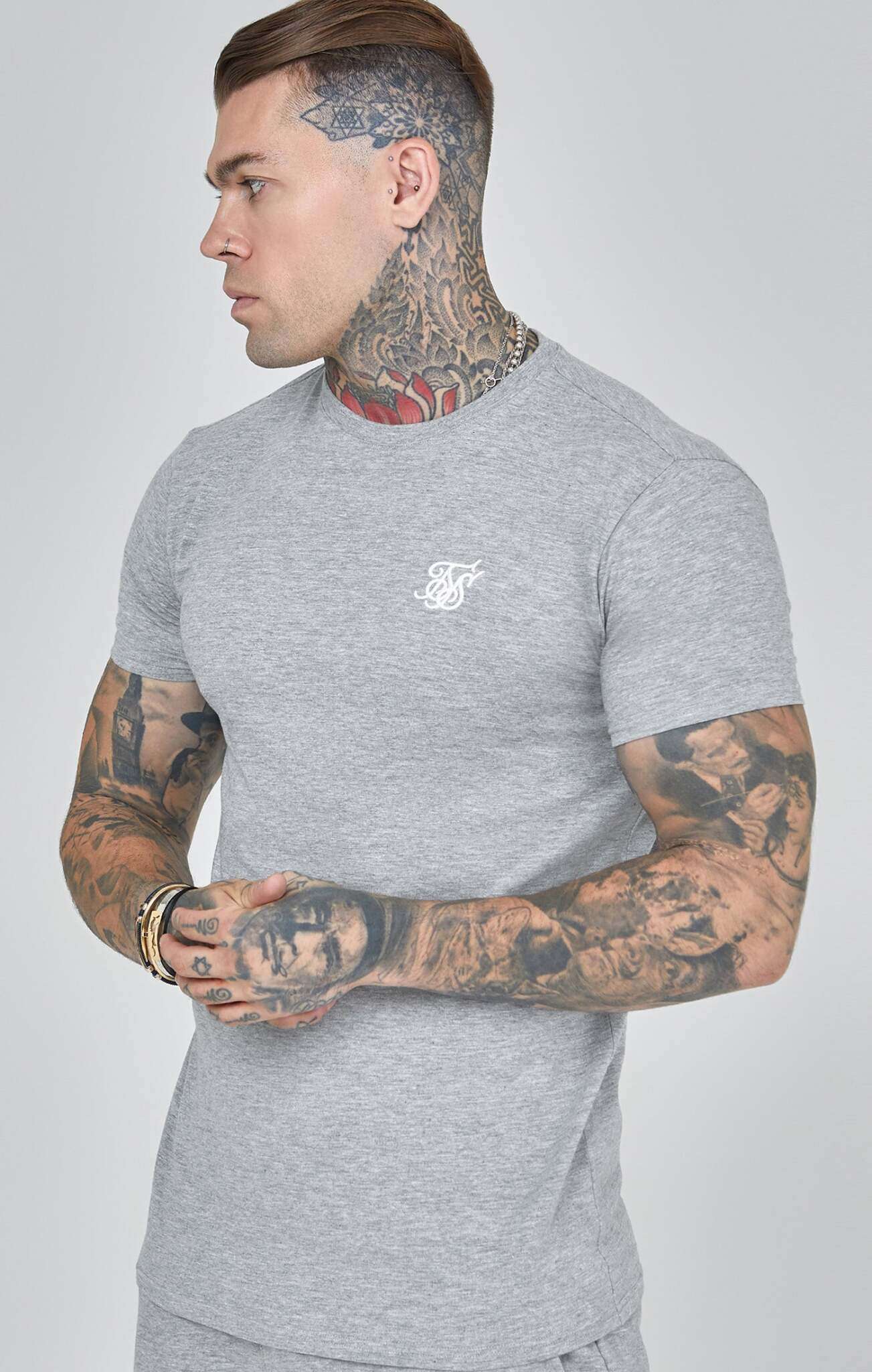 Essentials T-Shirt in Grey Marl T-Shirts SikSilk