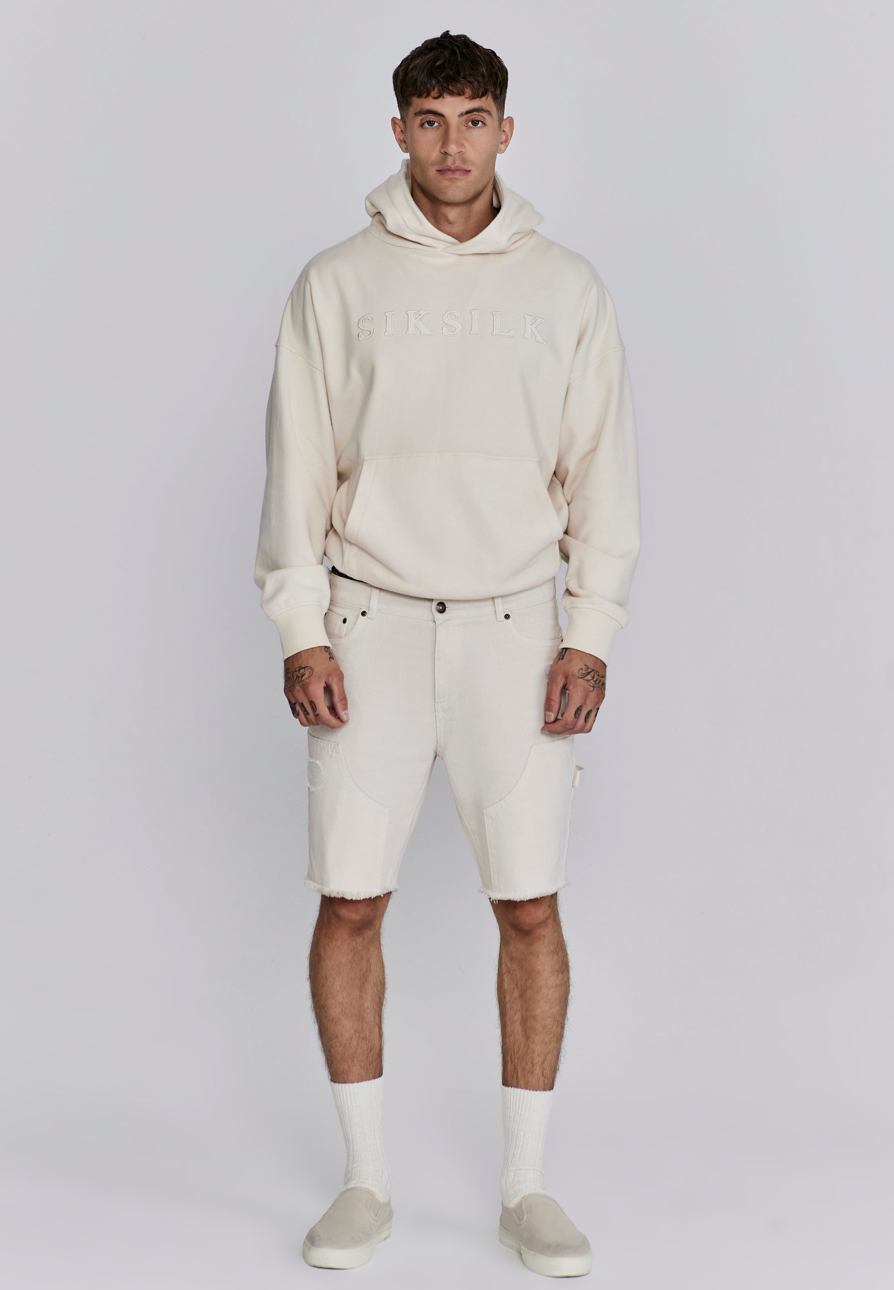 Applique Hoodie in Ecru Kapuzenpullover SikSilk
