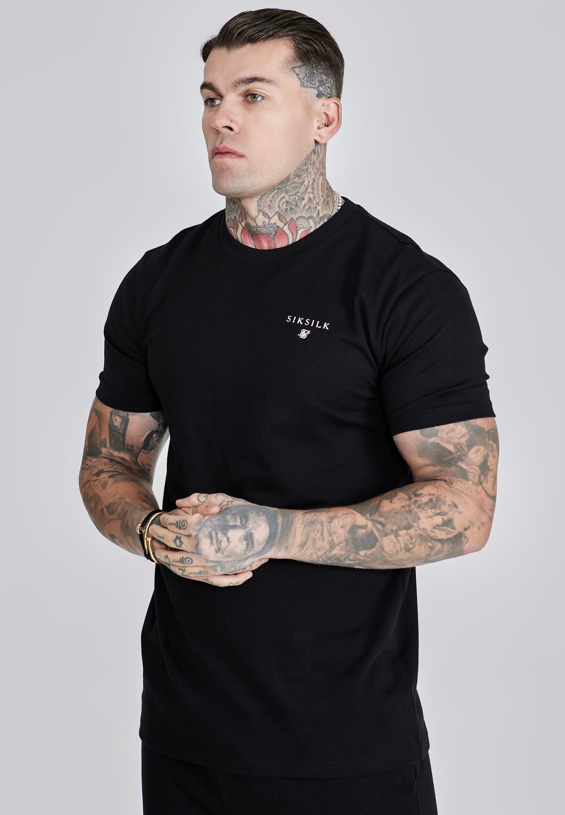 T-Shirt and Shorts Set in Black Sets SikSilk