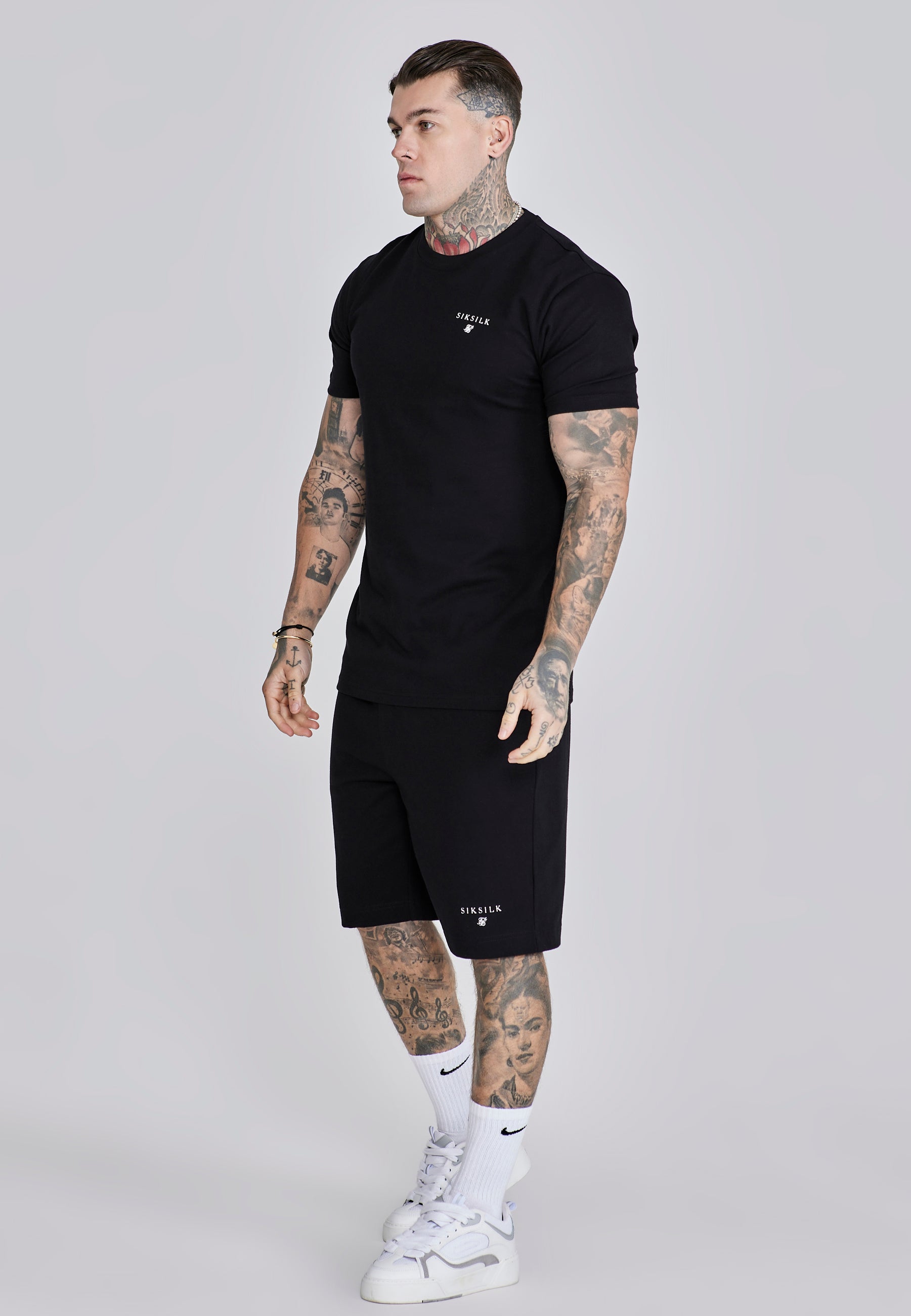 T-Shirt and Shorts Set in Black Sets SikSilk