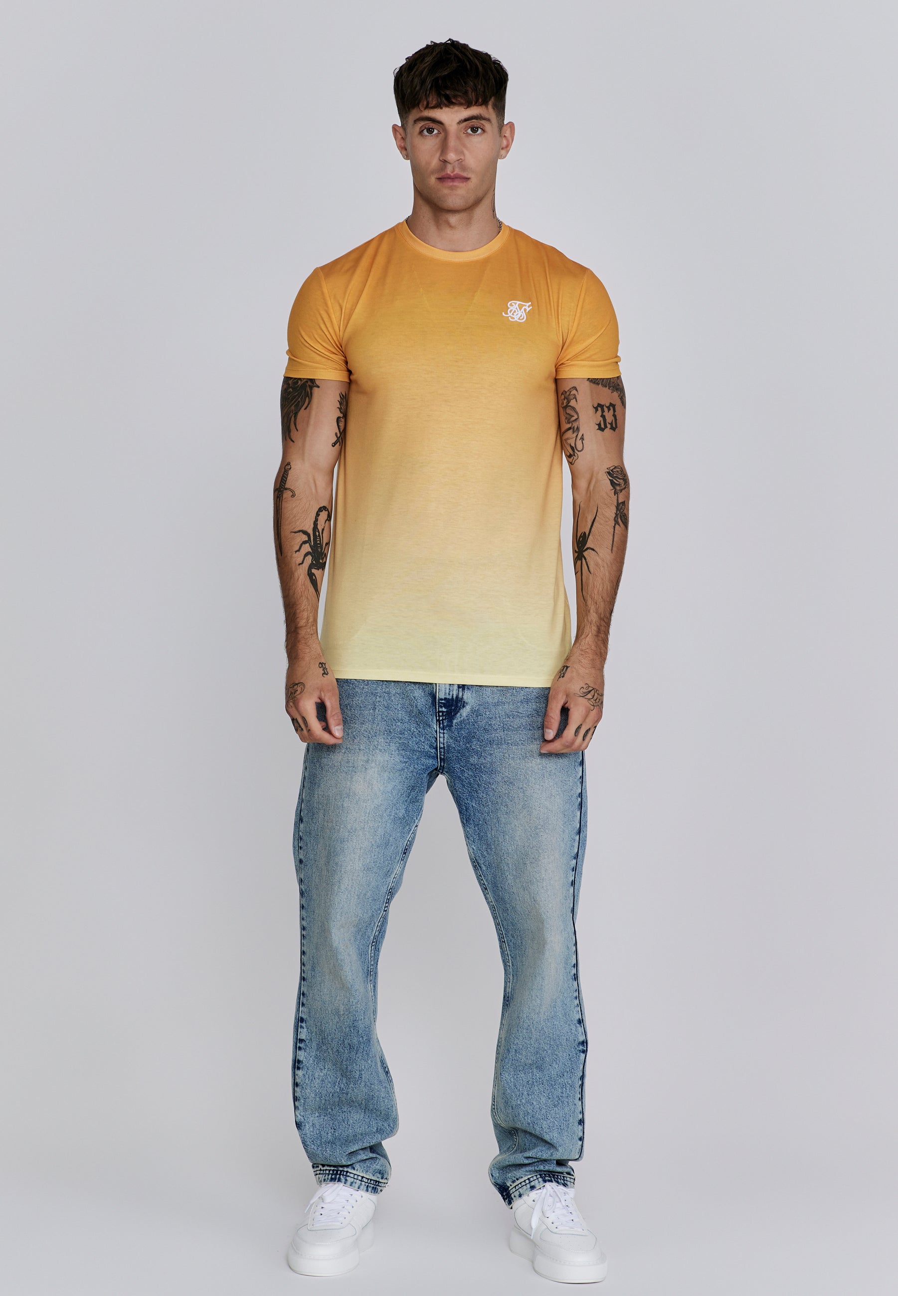 Fade T-Shirt in Orange,Yellow T-Shirts SikSilk