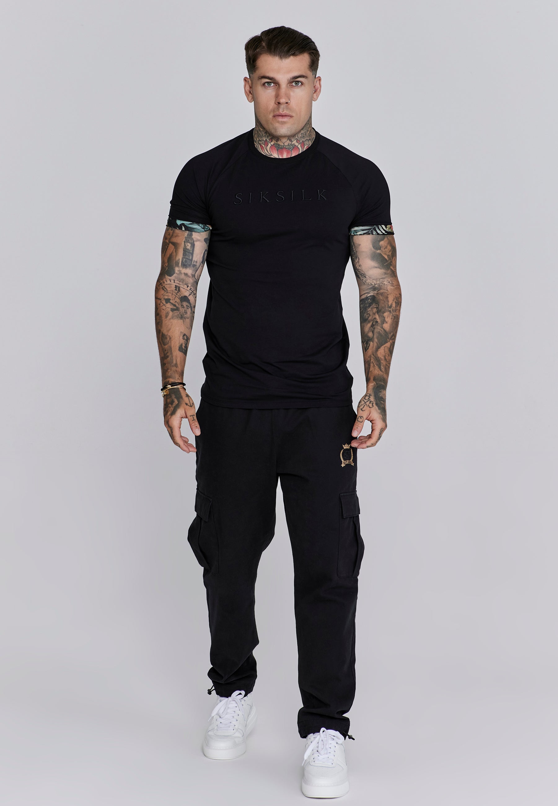 Rolls Sleeve T-Shirt in Black T-Shirts SikSilk