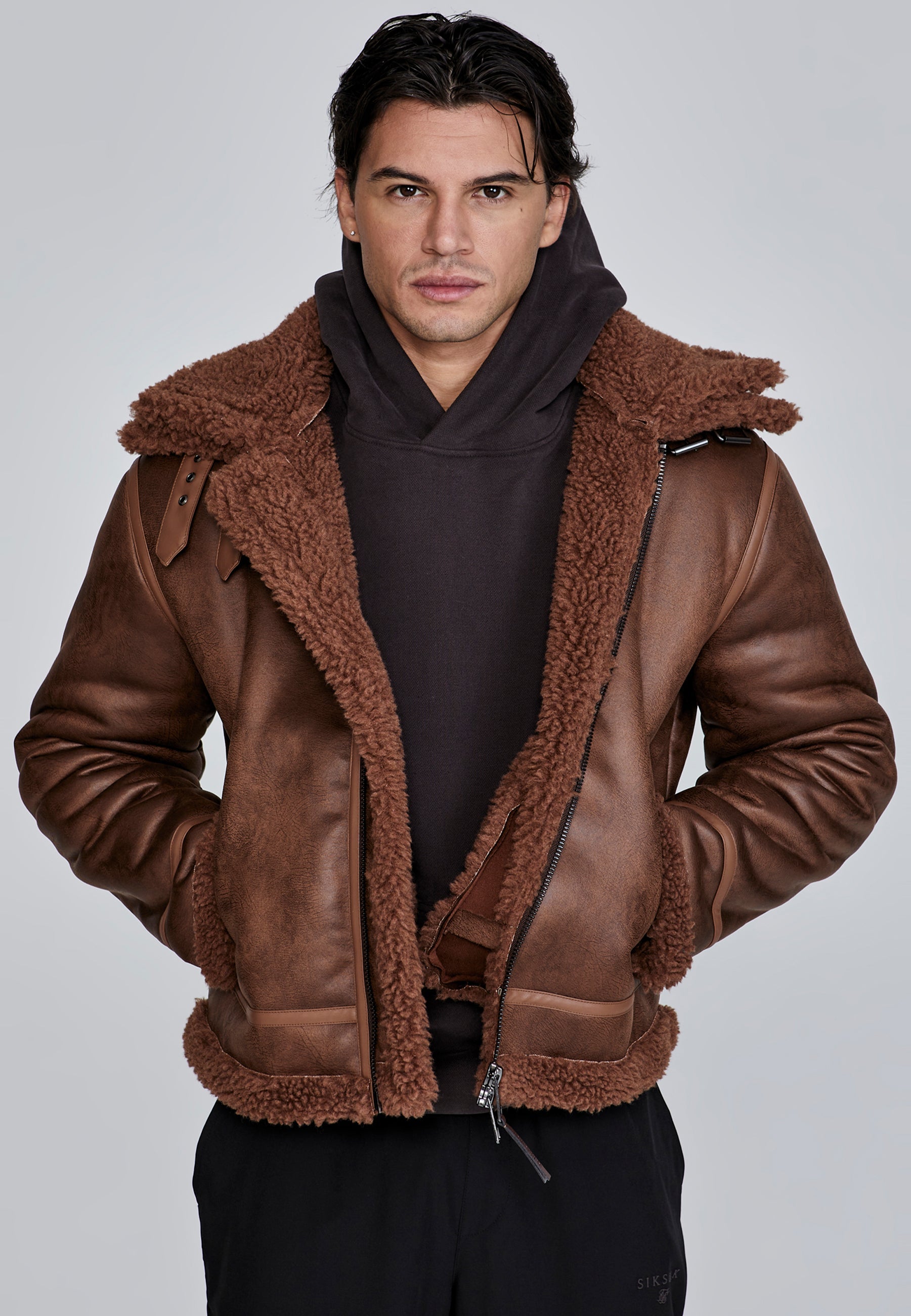 Aviator Jacket in Brown Jacken SikSilk