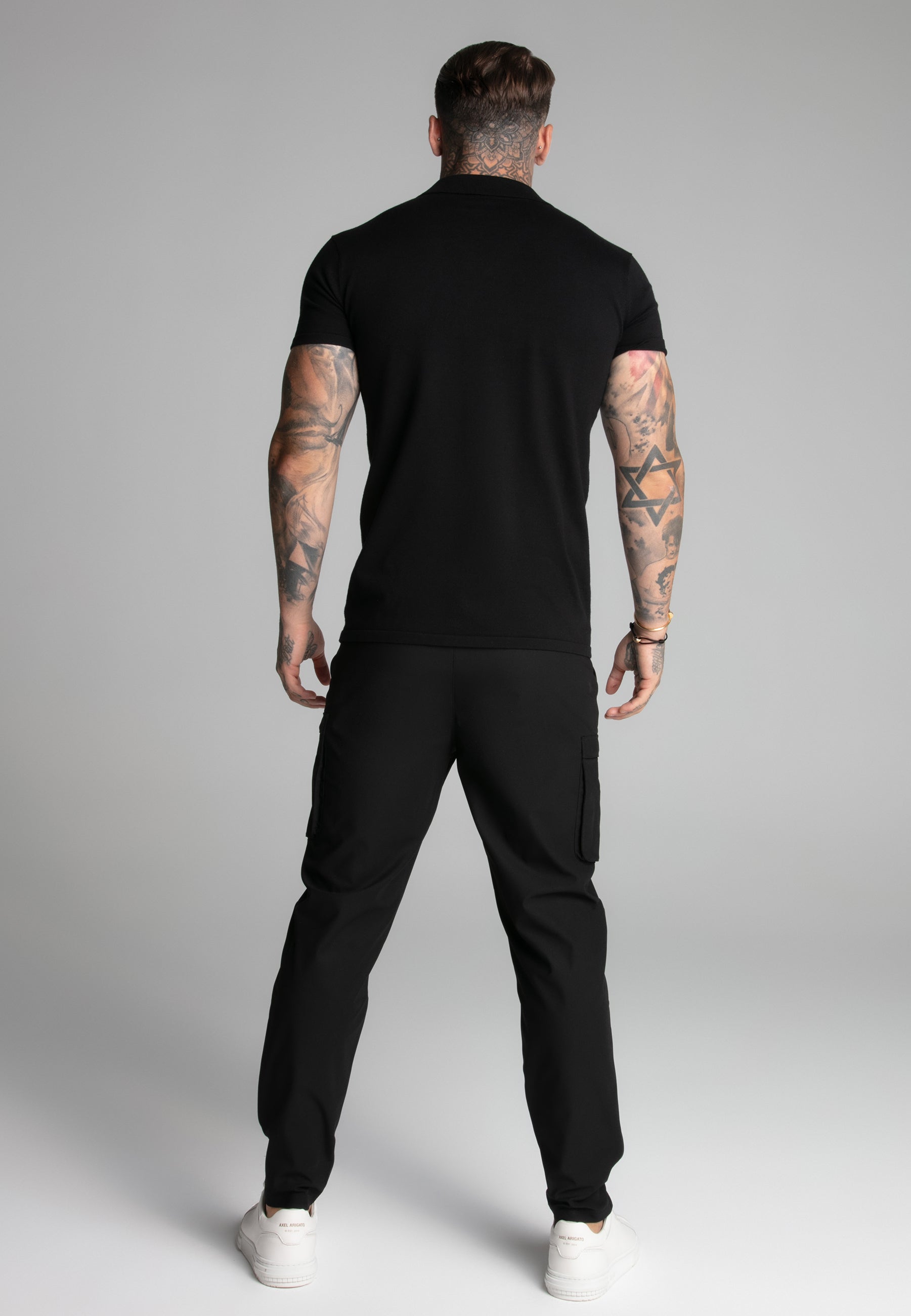 Revere Collar Polo in Black T-Shirts SikSilk